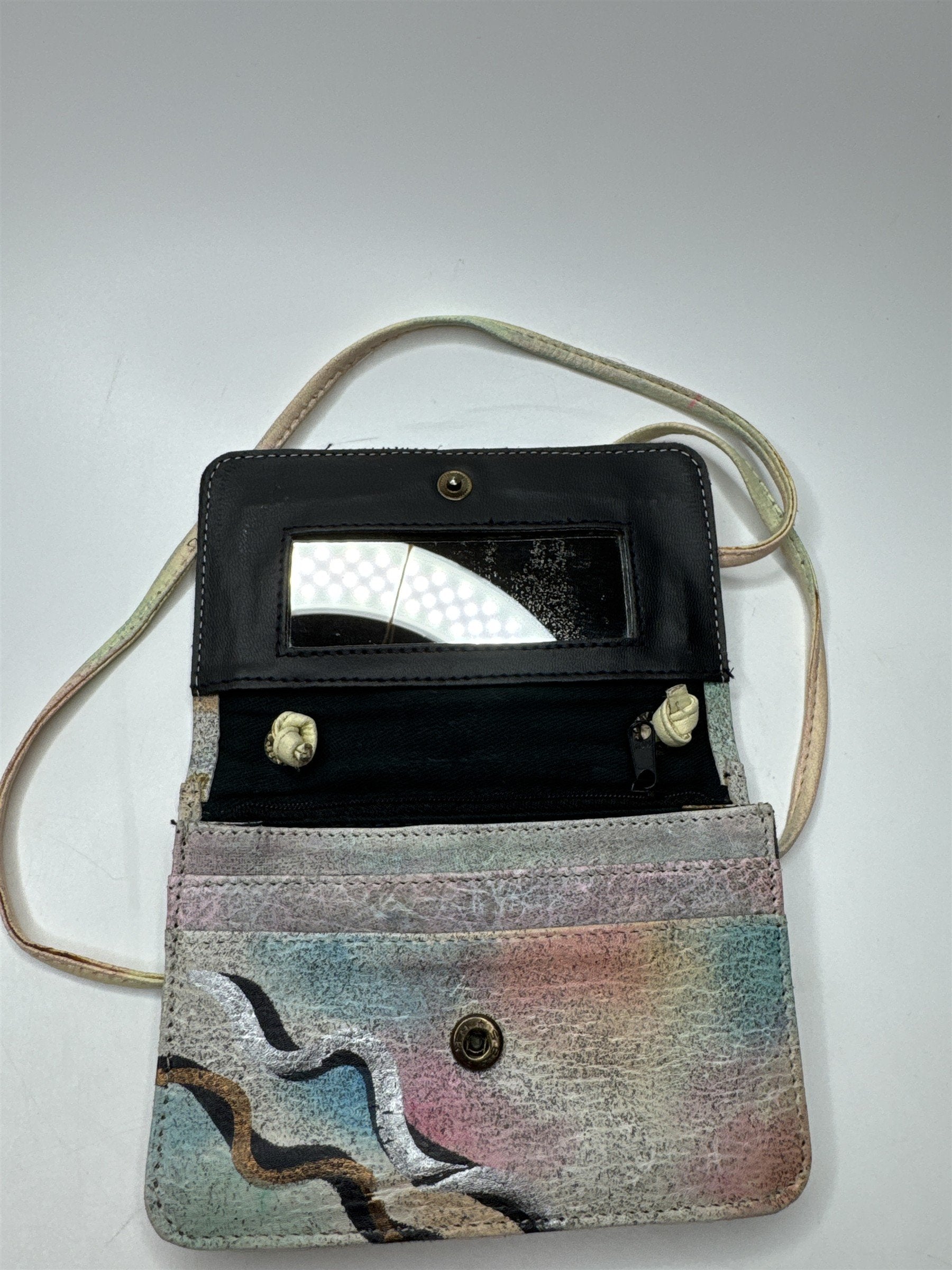 The Animal Geniune Leather India Crossbody Satchel Wallet Purse /w Mirror Retro