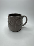 Real Living 3D Owl Mug Greige Grey Beige Color Textured Owl Face Mug Beak