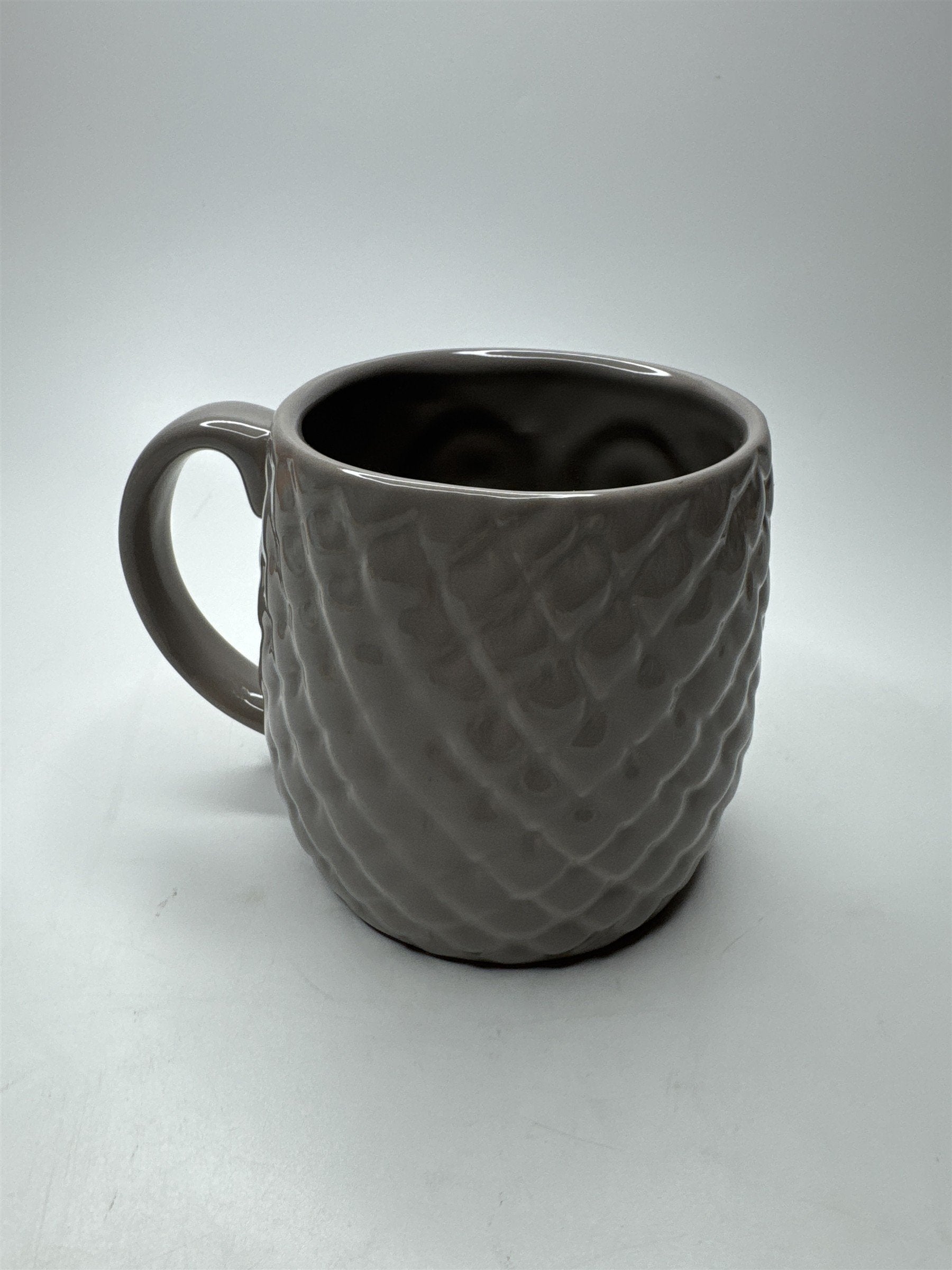 Real Living 3D Owl Mug Greige Grey Beige Color Textured Owl Face Mug Beak