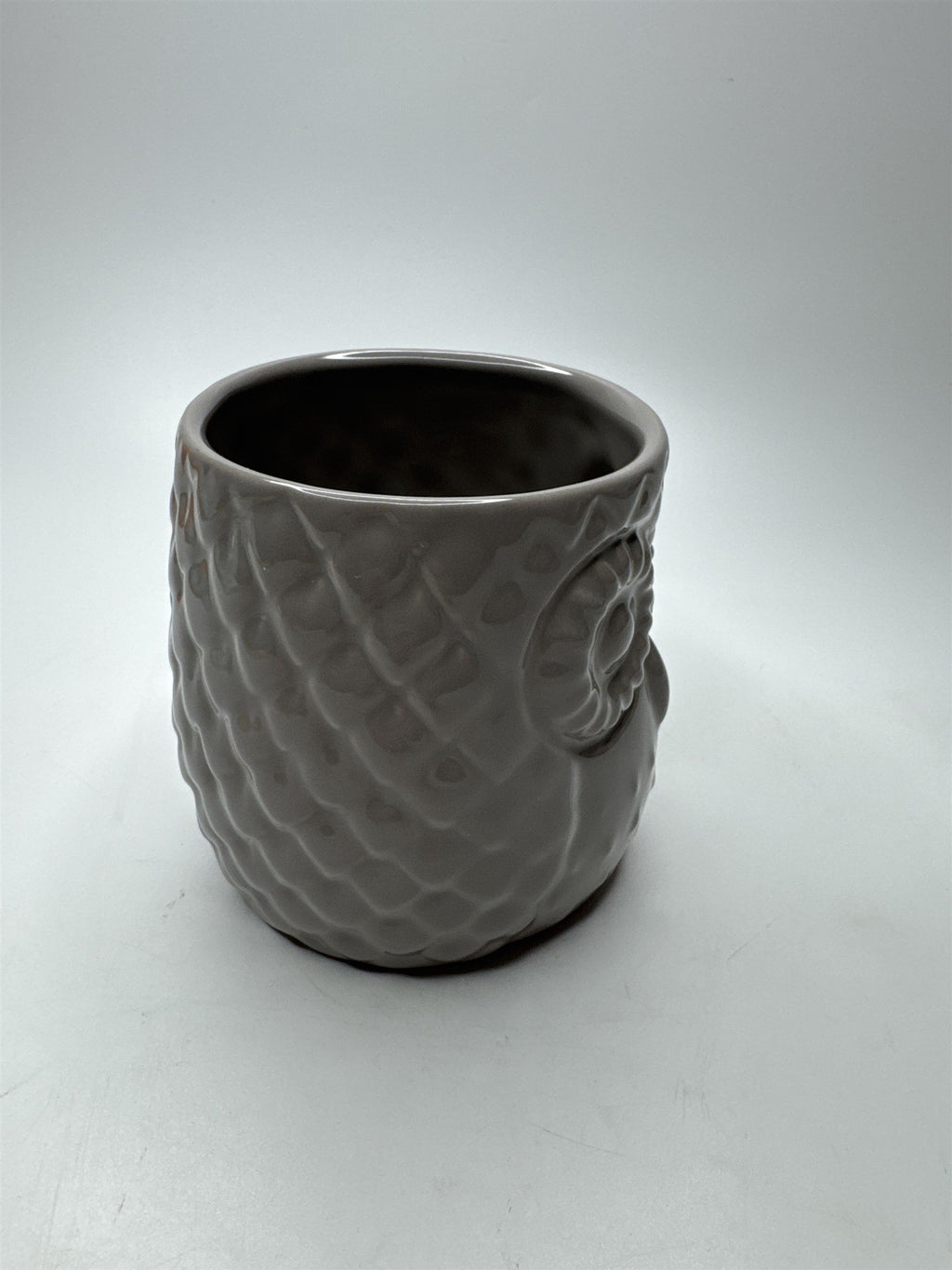 Real Living 3D Owl Mug Greige Grey Beige Color Textured Owl Face Mug Beak