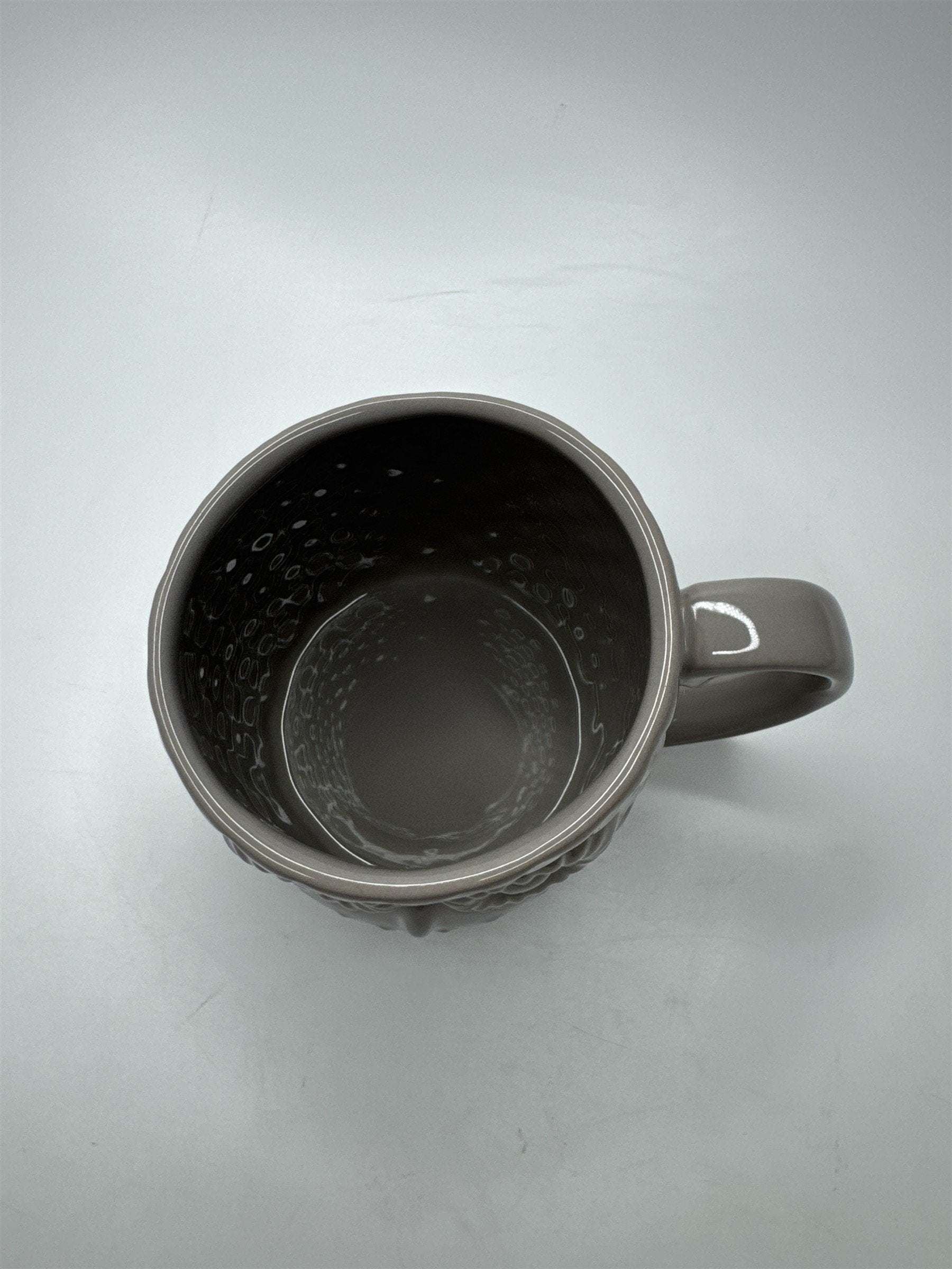 Real Living 3D Owl Mug Greige Grey Beige Color Textured Owl Face Mug Beak