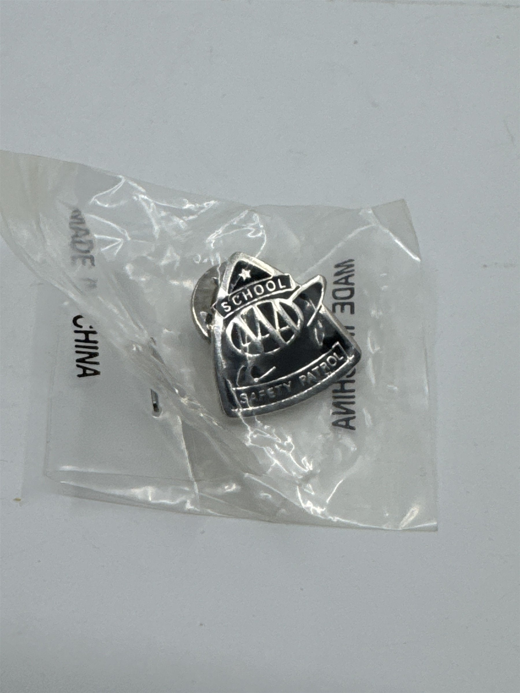 Vintage 90s-00s AAA School Safety Patrol Pin Black and Silver Toned SEALED