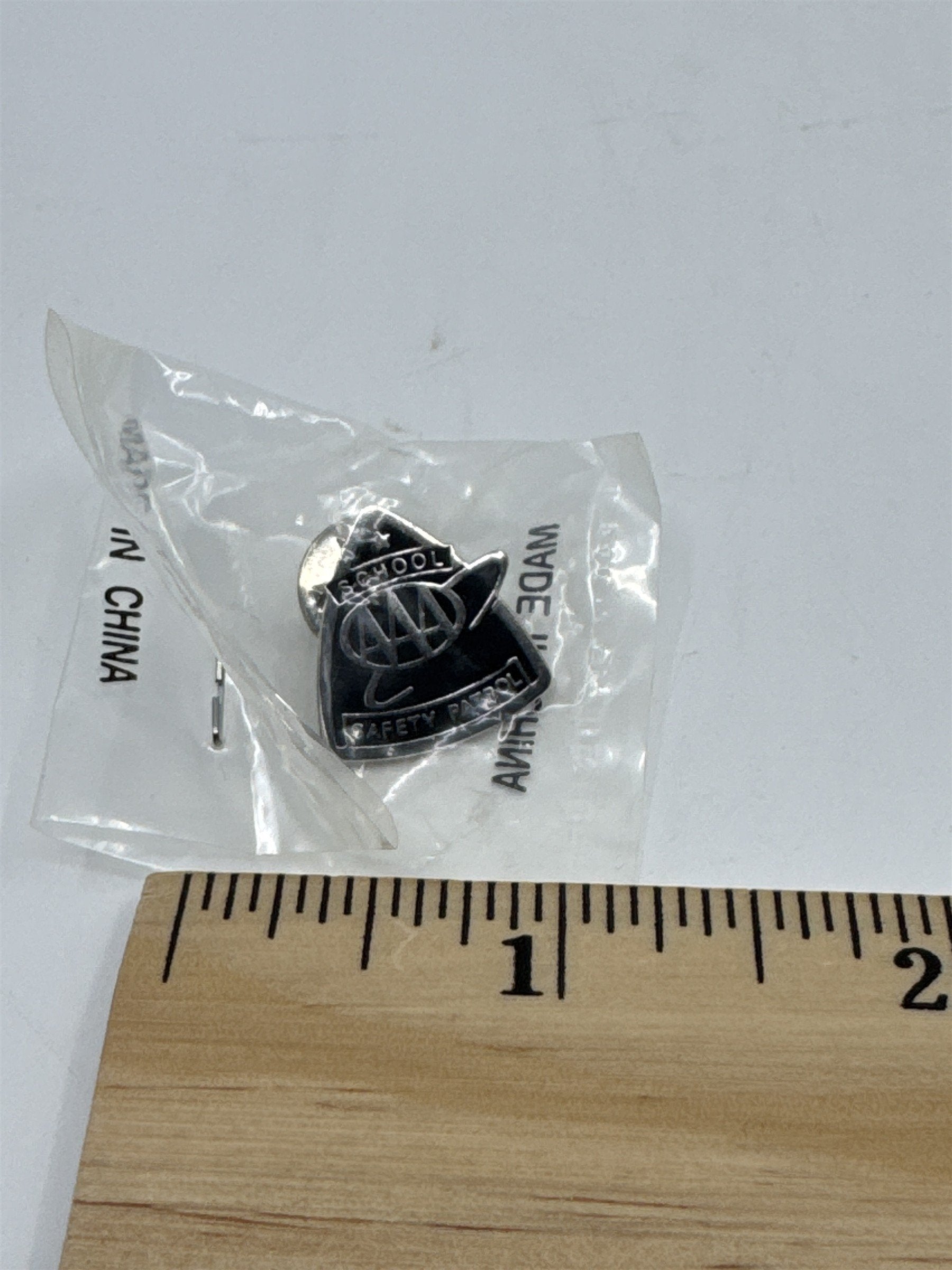 Vintage 90s-00s AAA School Safety Patrol Pin Black and Silver Toned SEALED