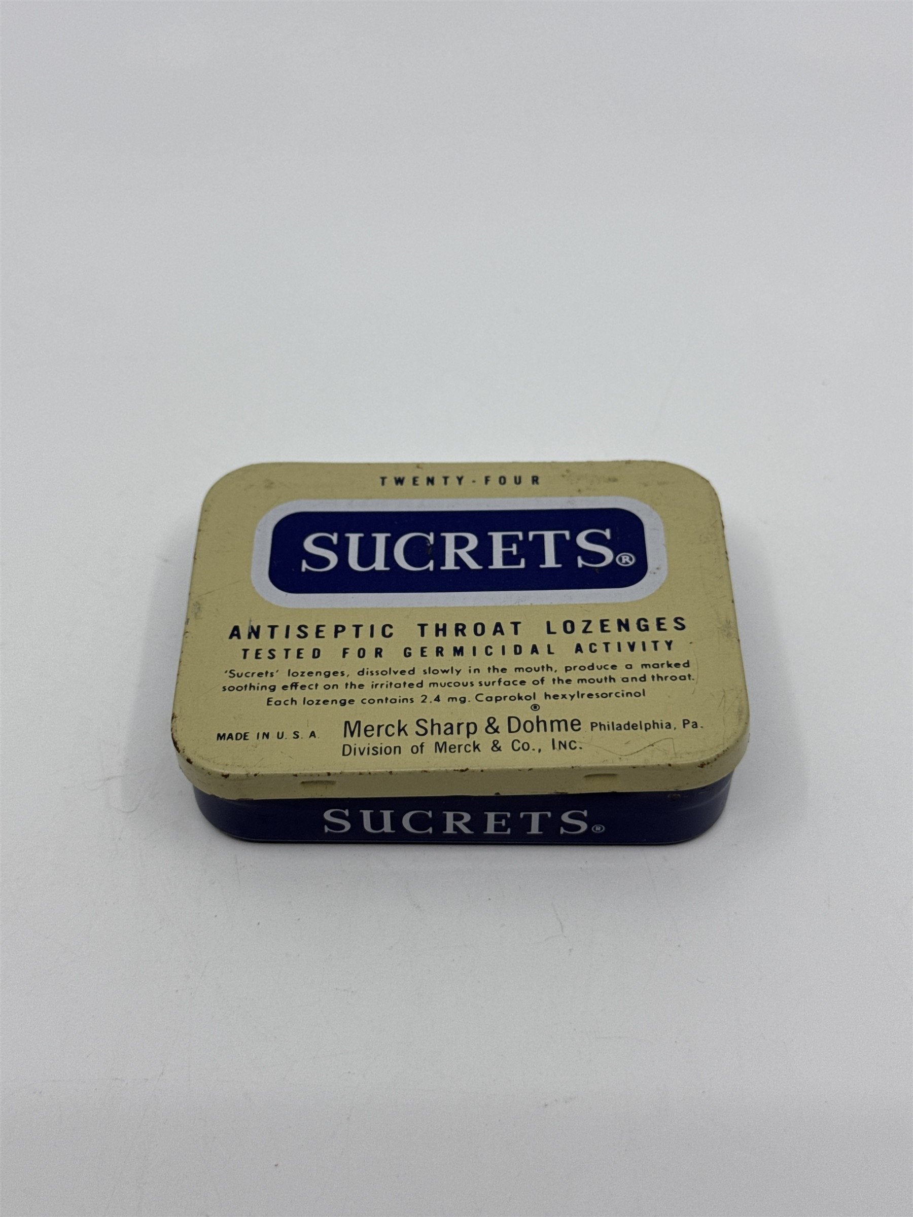 Vintage Sucrets Sharp & Dohme Antiseptic Throat Lozenges Tin Container Philly PA