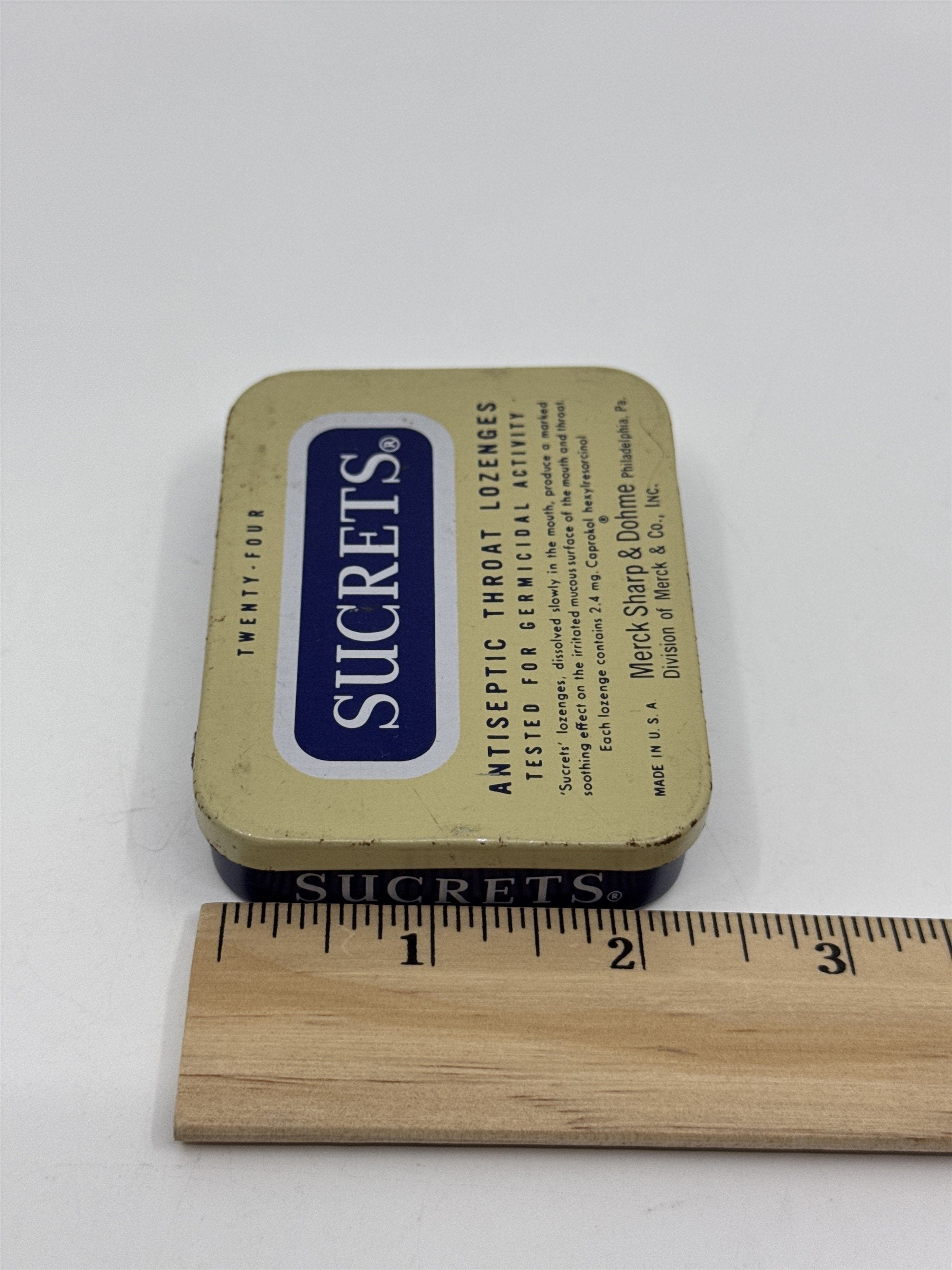 Vintage Sucrets Sharp & Dohme Antiseptic Throat Lozenges Tin Container Philly PA