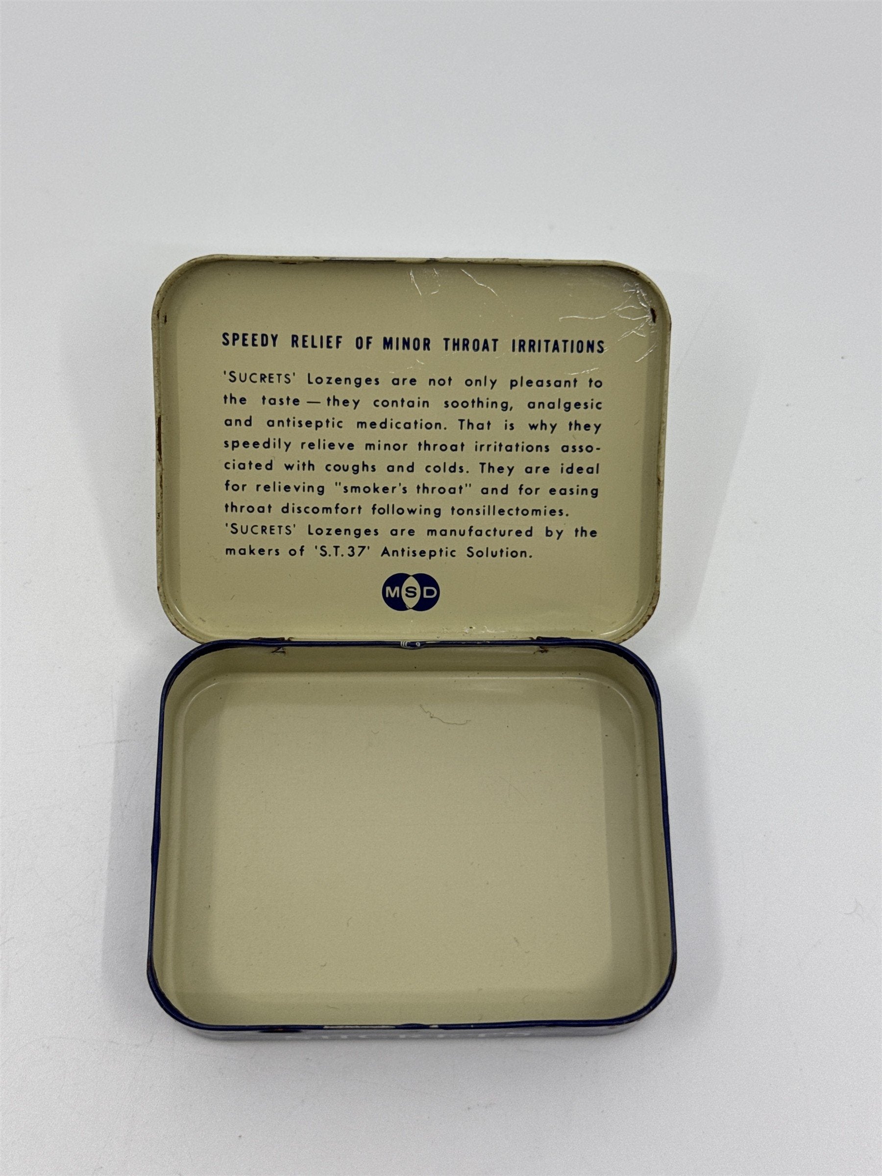 Vintage Sucrets Sharp & Dohme Antiseptic Throat Lozenges Tin Container Philly PA