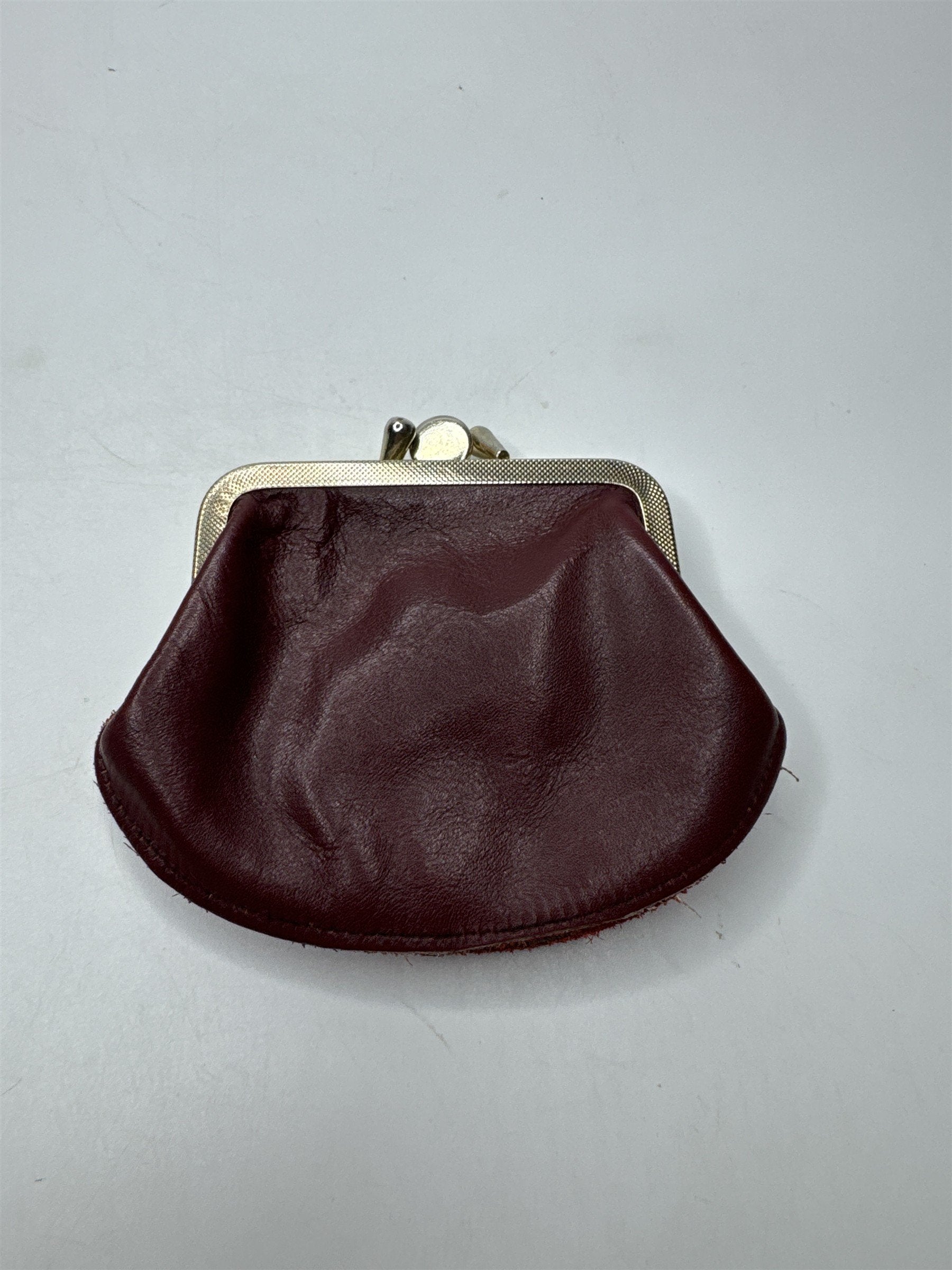 Genuine Leather Red Vintage Coin Purse - Small Ladies Wallet 2-Sided Pouch