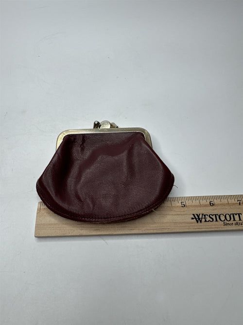 Genuine Leather Red Vintage Coin Purse - Small Ladies Wallet 2-Sided Pouch