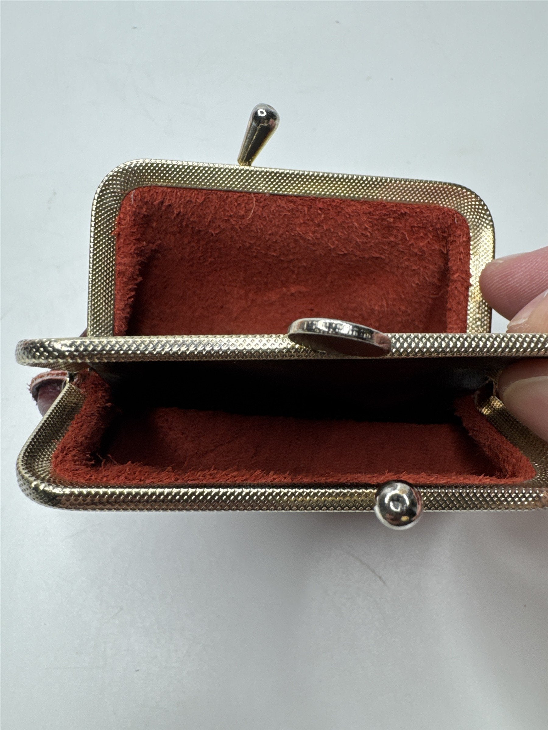 Genuine Leather Red Vintage Coin Purse - Small Ladies Wallet 2-Sided Pouch