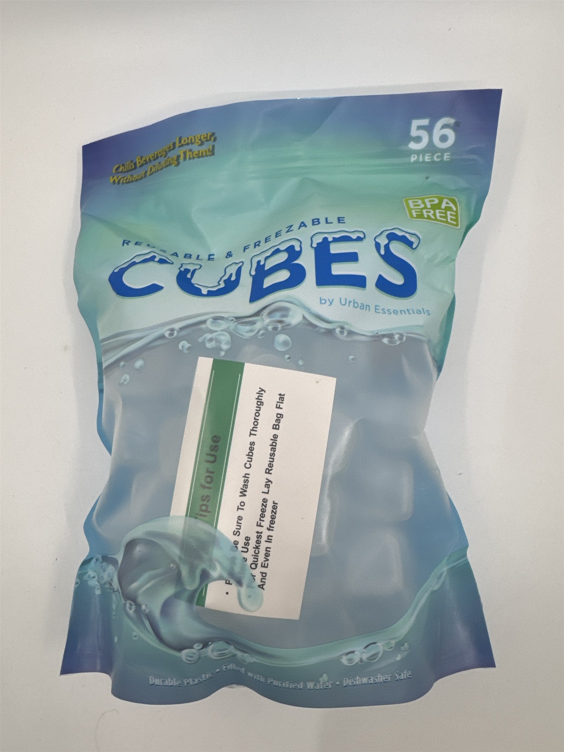 Reusable & Freezable Clear Plastic Ice Cubes 56 Piece by Urban Essentials
