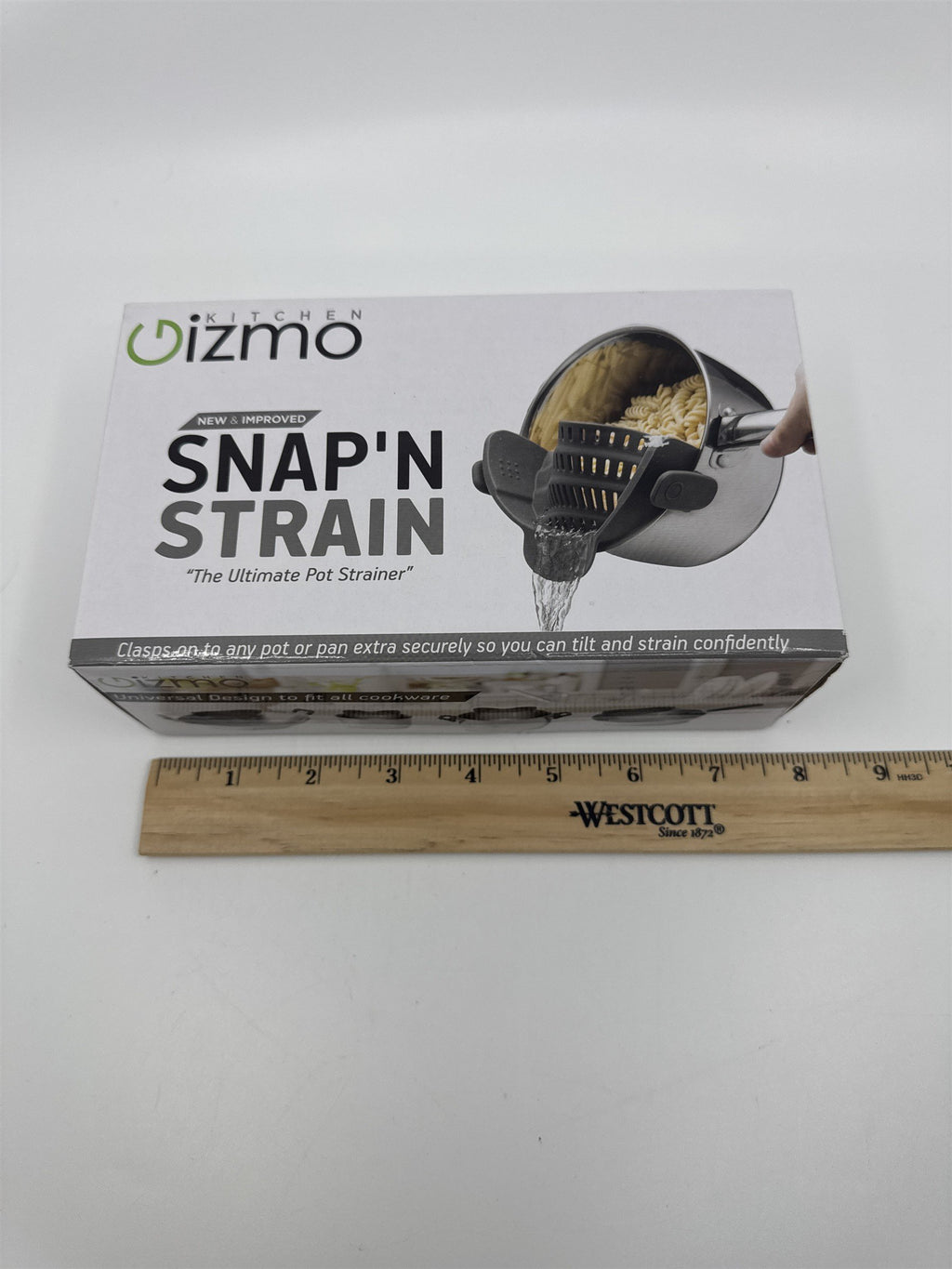 Gizmo Snap'N Strain Silicone Pot Strainer Clip On Strainer for Pots and Pans