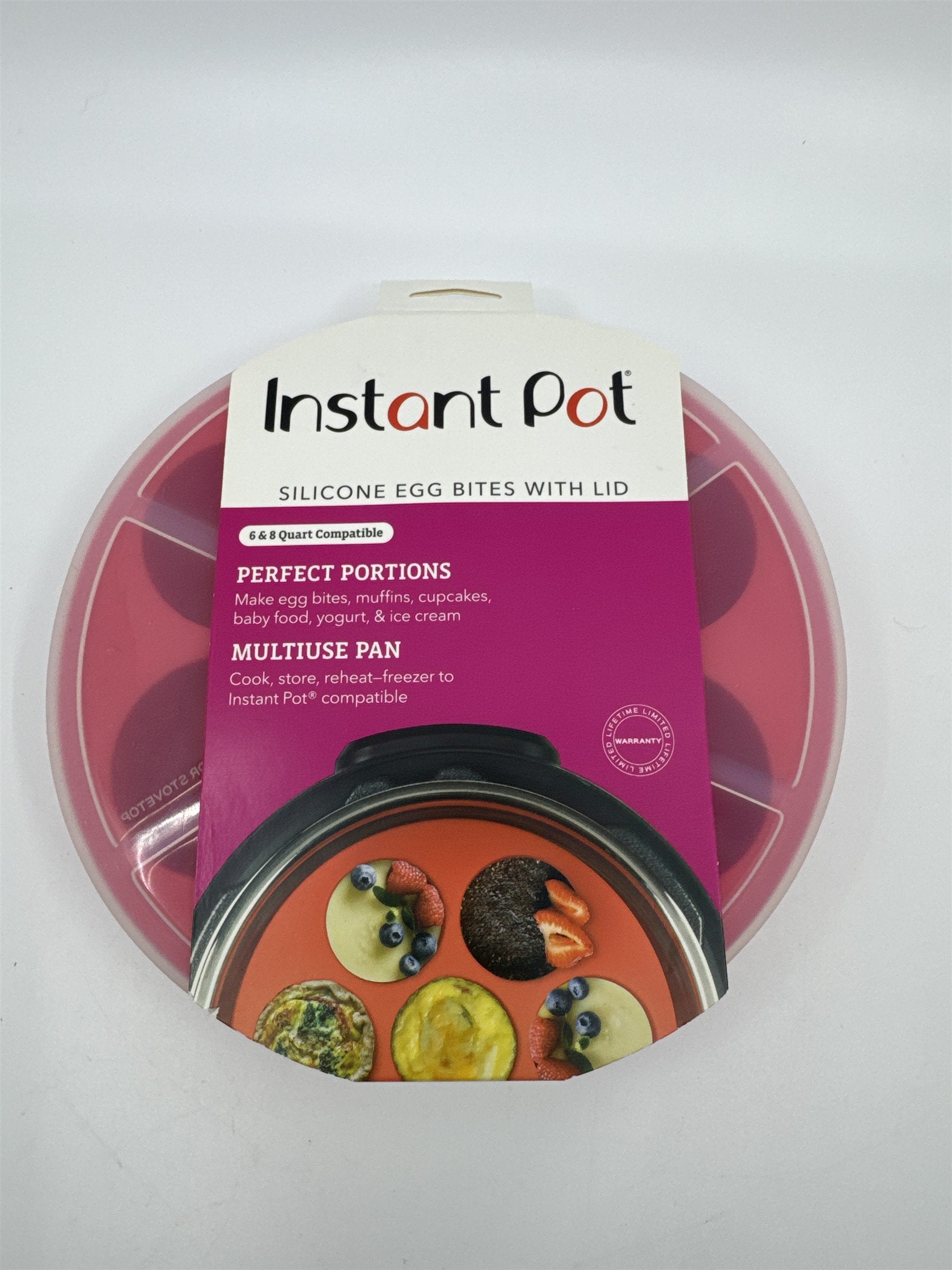 Instant Pot Red Silicone Egg Bite Mold With Lid For Muffins and Cupcakes 6-8 Qt