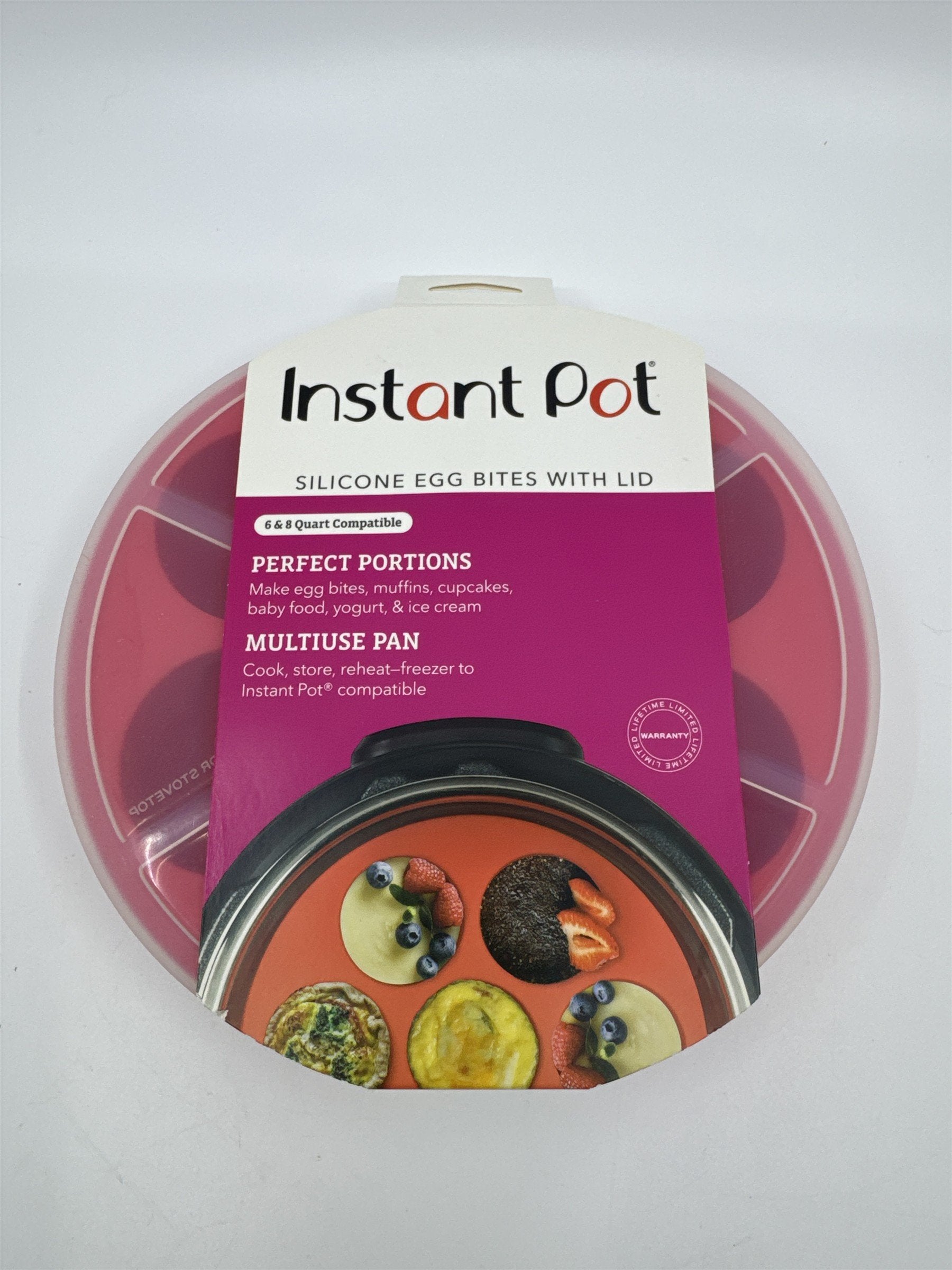 Instant Pot Red Silicone Egg Bite Mold With Lid For Muffins and Cupcakes 6-8 Qt
