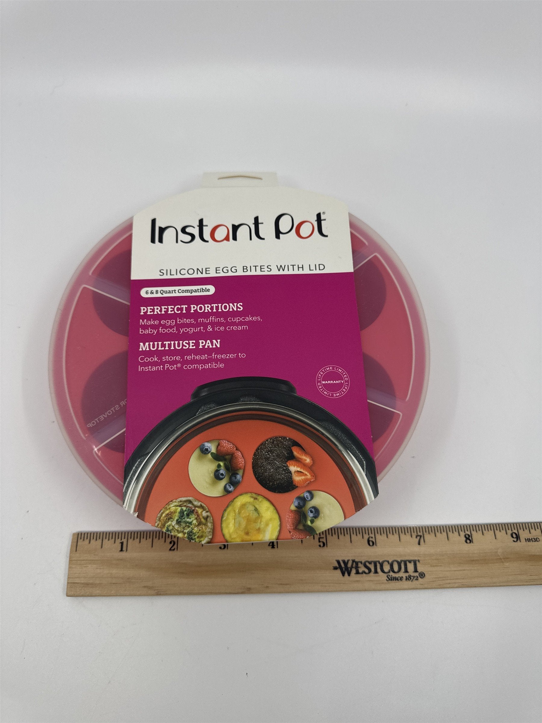 Instant Pot Red Silicone Egg Bite Mold With Lid For Muffins and Cupcakes 6-8 Qt