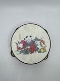 Vintage Red Chinese Rattle Tambourine Drum Musical Instrument Hand Held Art