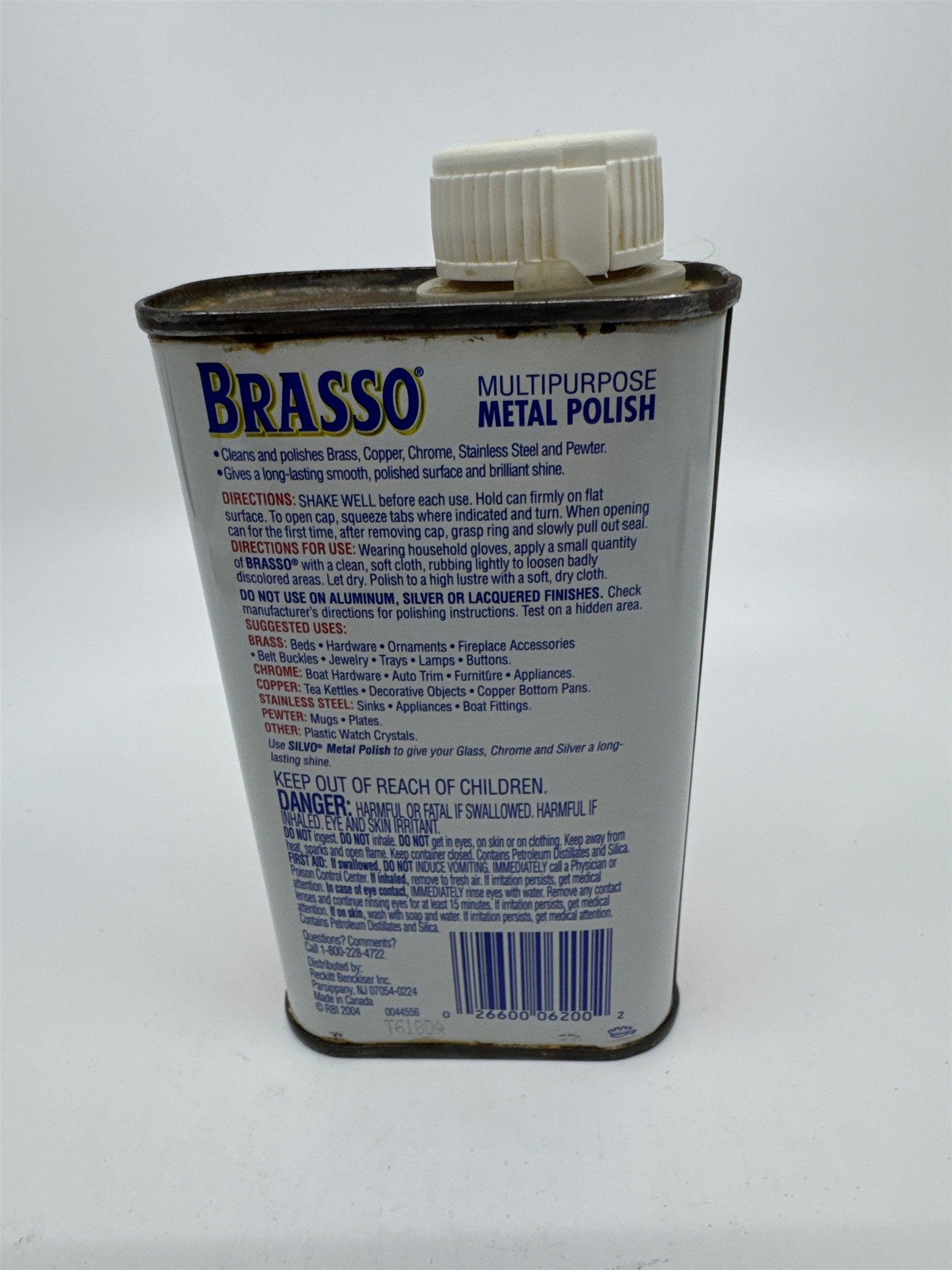 Vintage Brasso 8 Oz Multipurpose Brass Cleaner Cleans Pewter, Chrome (1/3 Full)