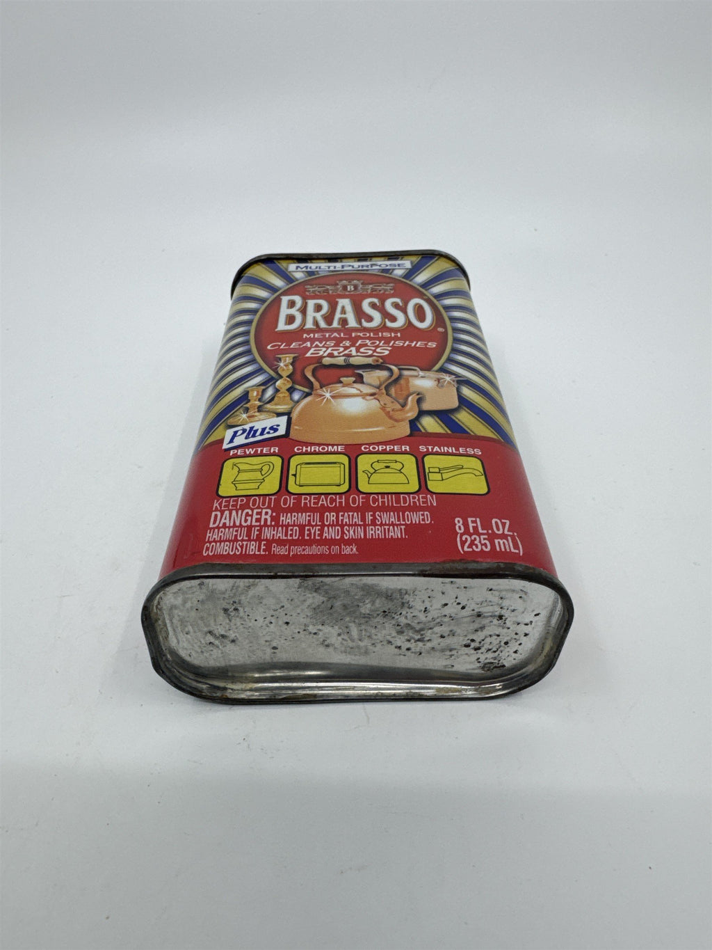 Vintage Brasso 8 Oz Multipurpose Brass Cleaner Cleans Pewter, Chrome (1/3 Full)