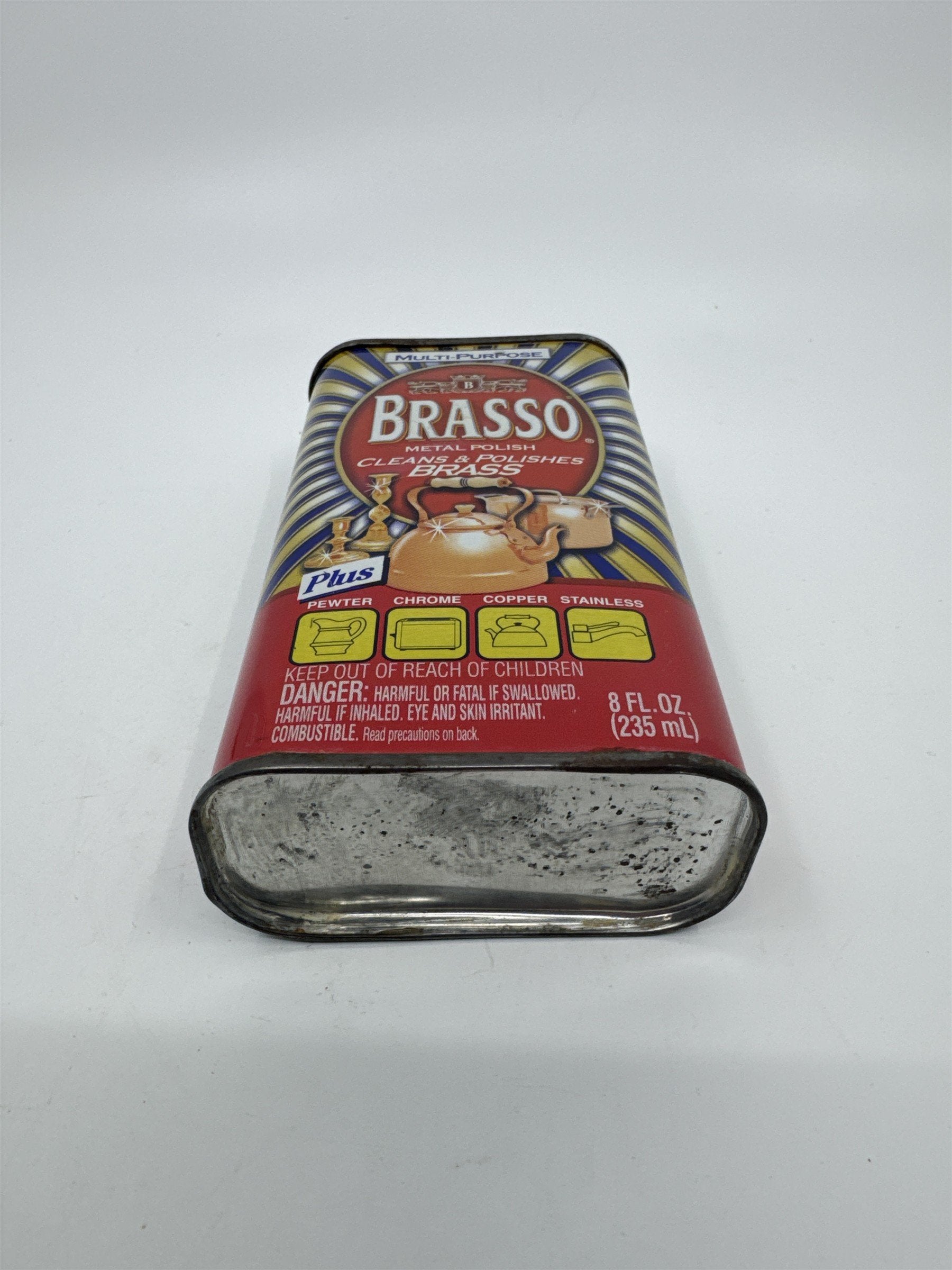 Vintage Brasso 8 Oz Multipurpose Brass Cleaner Cleans Pewter, Chrome (1/3 Full)
