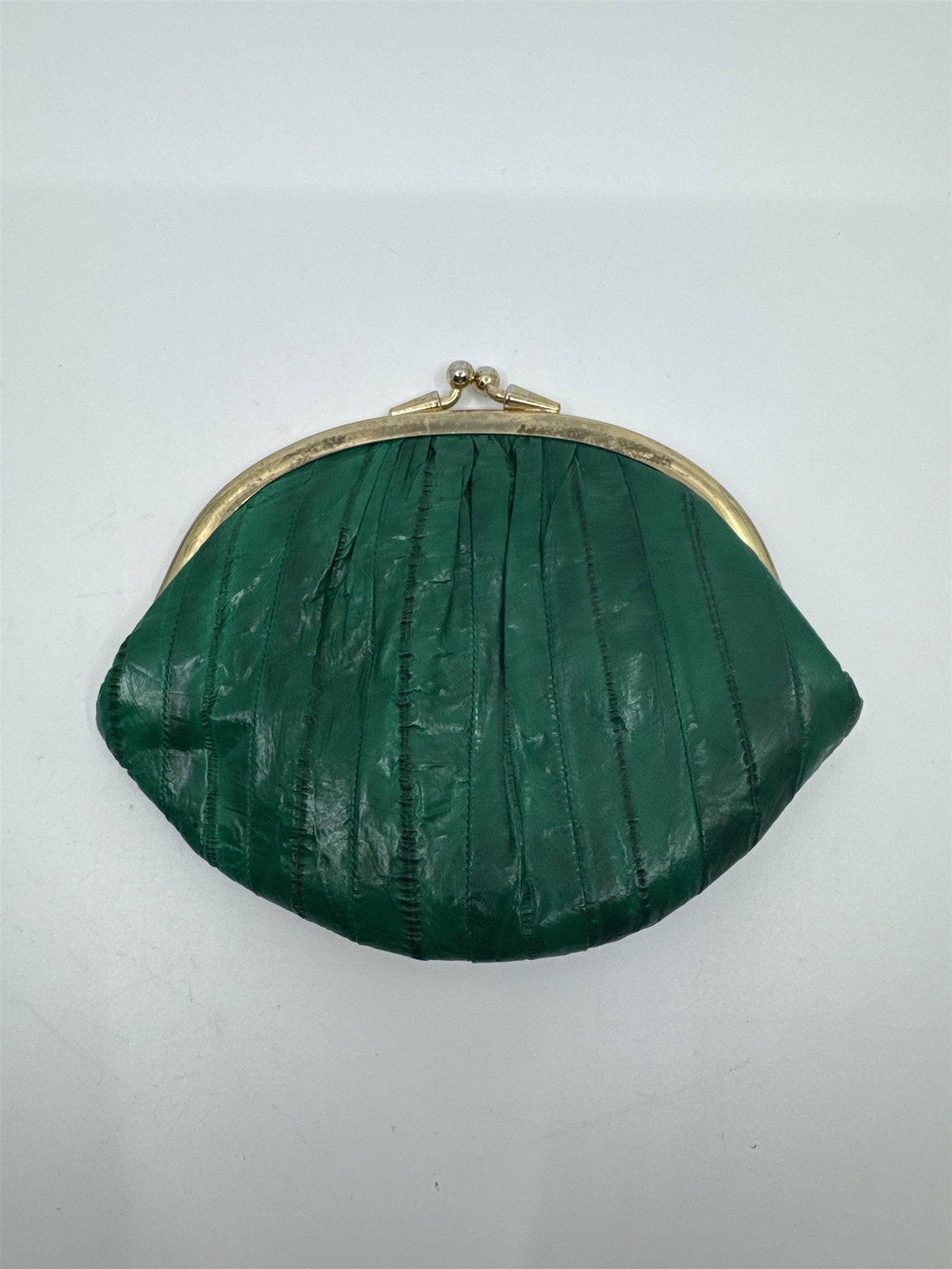 Vintage Green Eel Skin Coin Purse/Wallet with Two Compartments