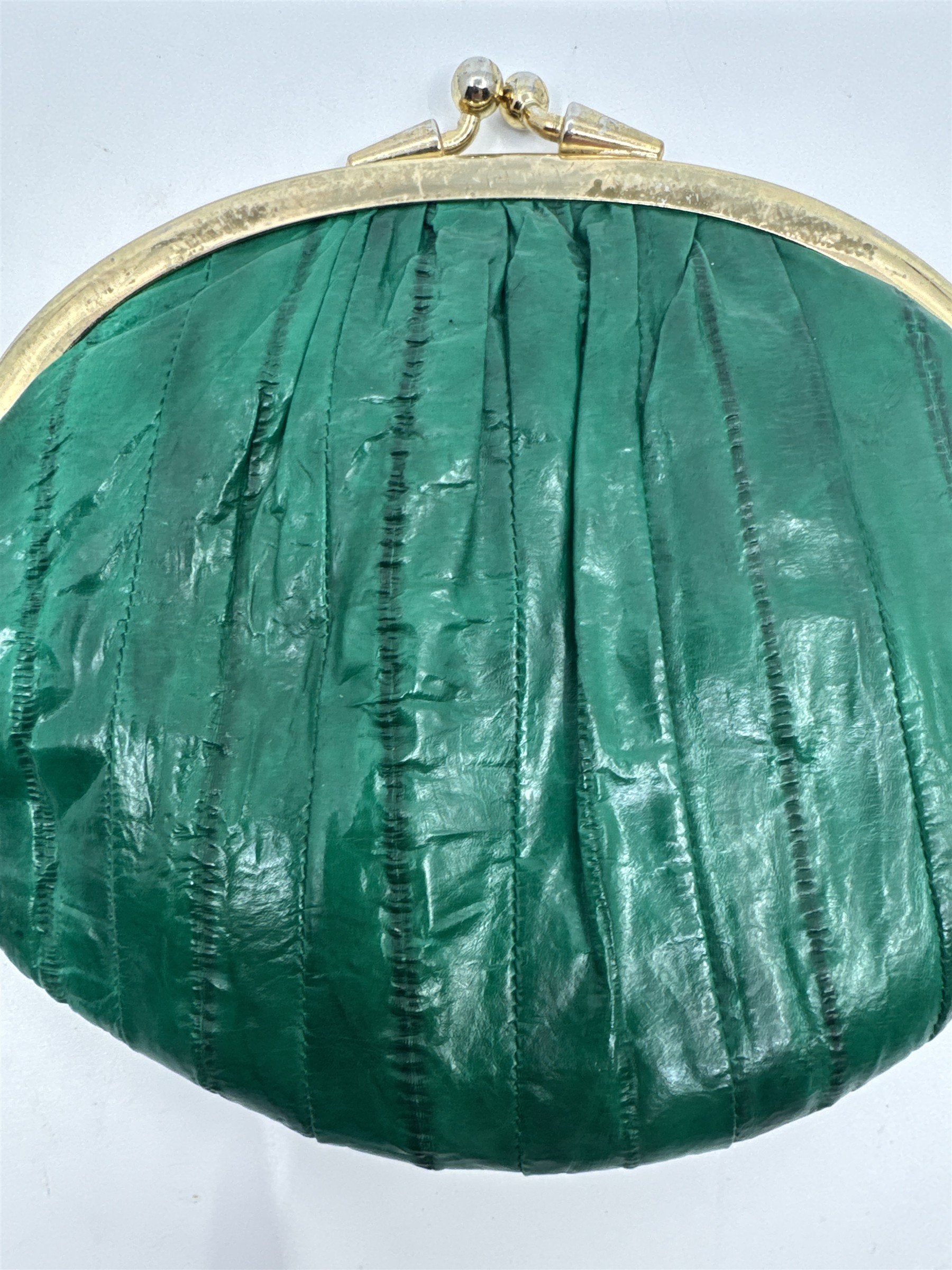 Vintage Green Eel Skin Coin Purse/Wallet with Two Compartments