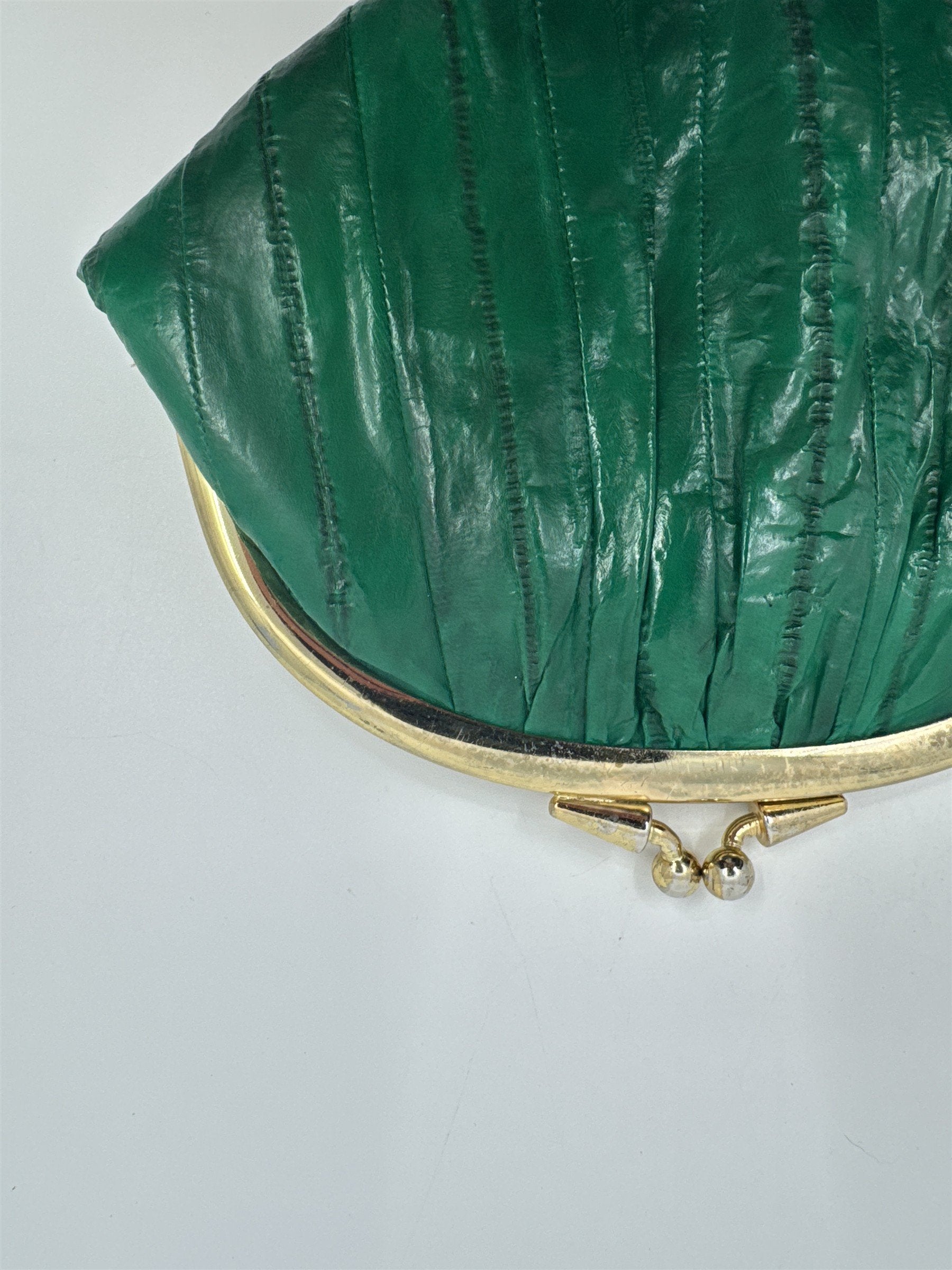 Vintage Green Eel Skin Coin Purse/Wallet with Two Compartments