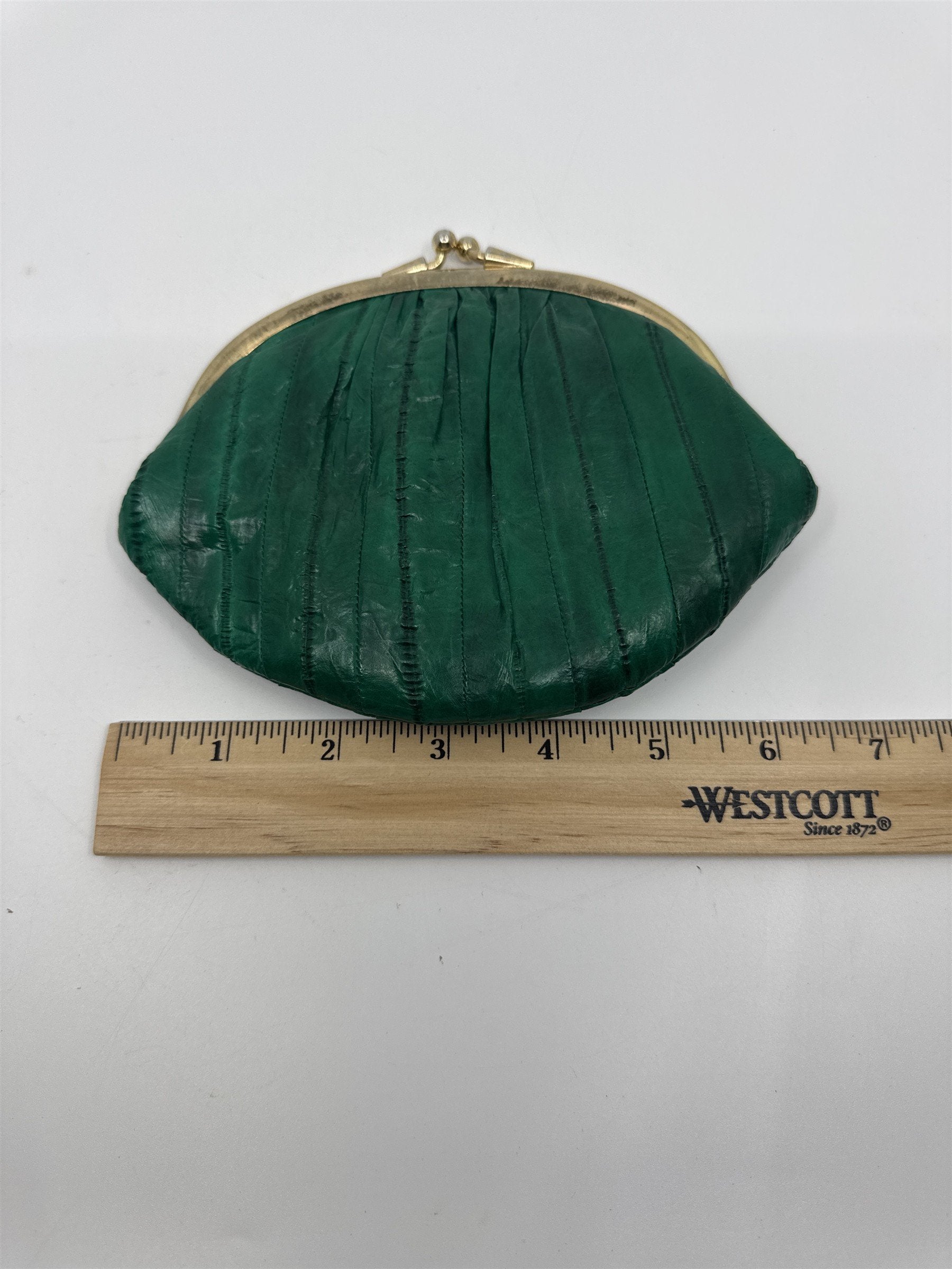 Vintage Green Eel Skin Coin Purse/Wallet with Two Compartments