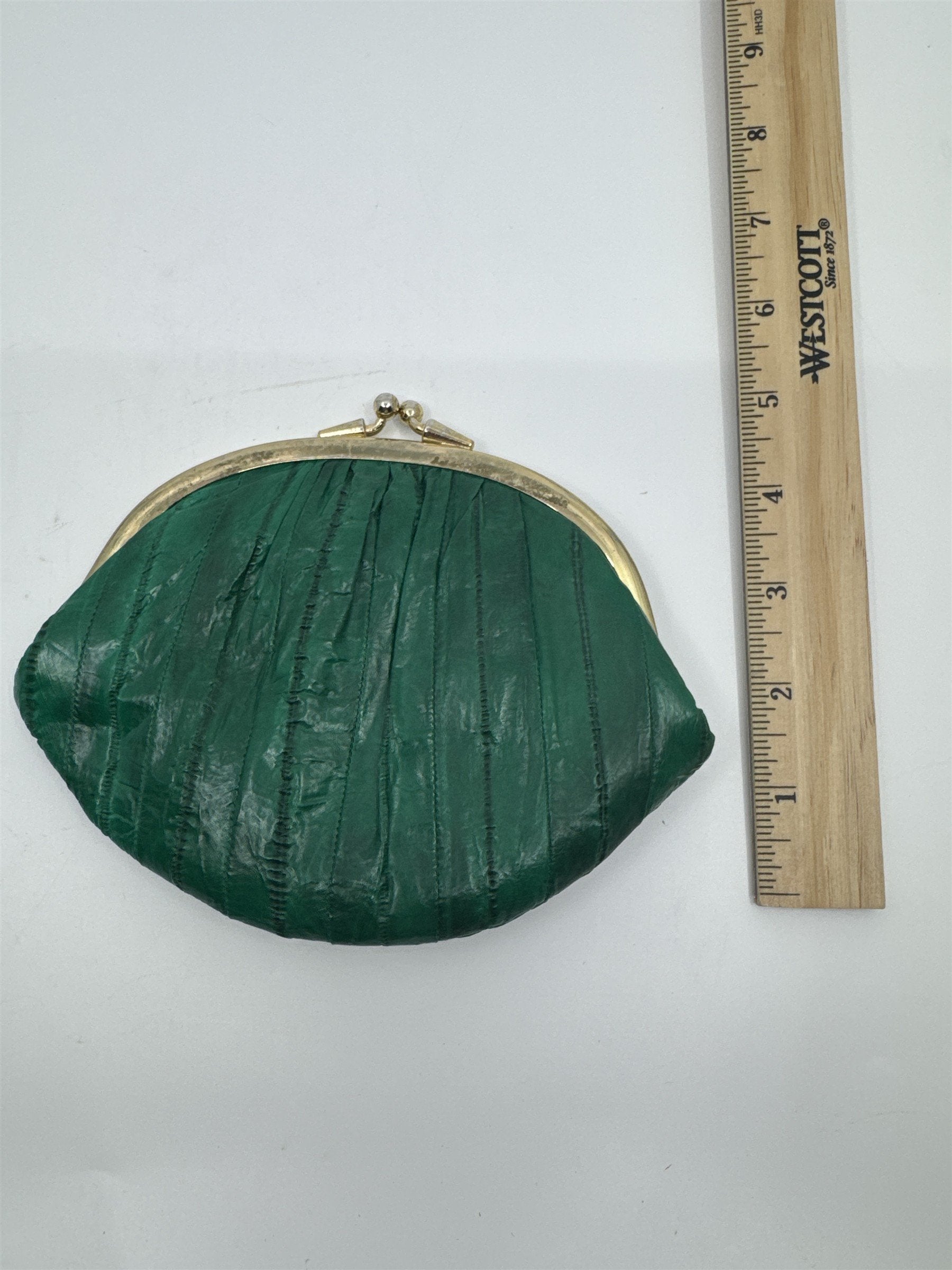 Vintage Green Eel Skin Coin Purse/Wallet with Two Compartments