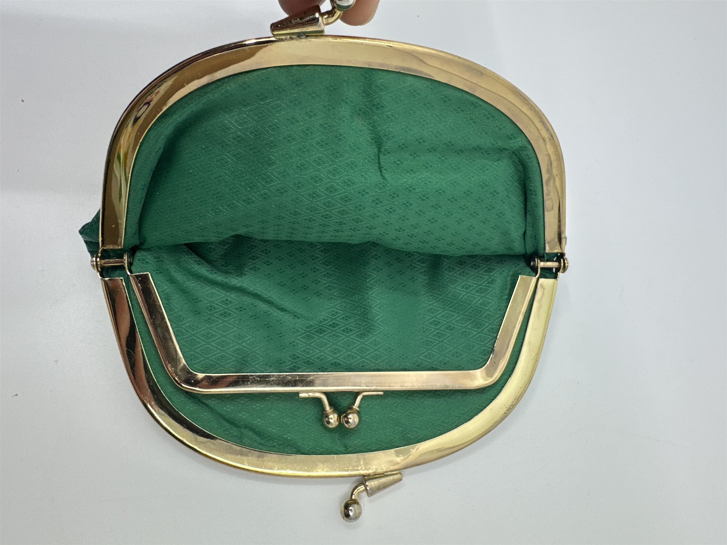Vintage Green Eel Skin Coin Purse/Wallet with Two Compartments
