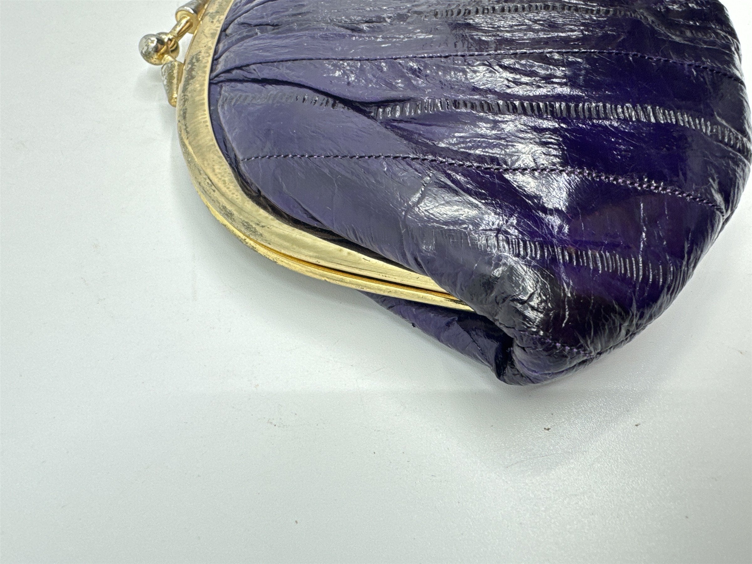 Vintage Purple Eel Skin Coin Purse/Wallet with Two Compartments