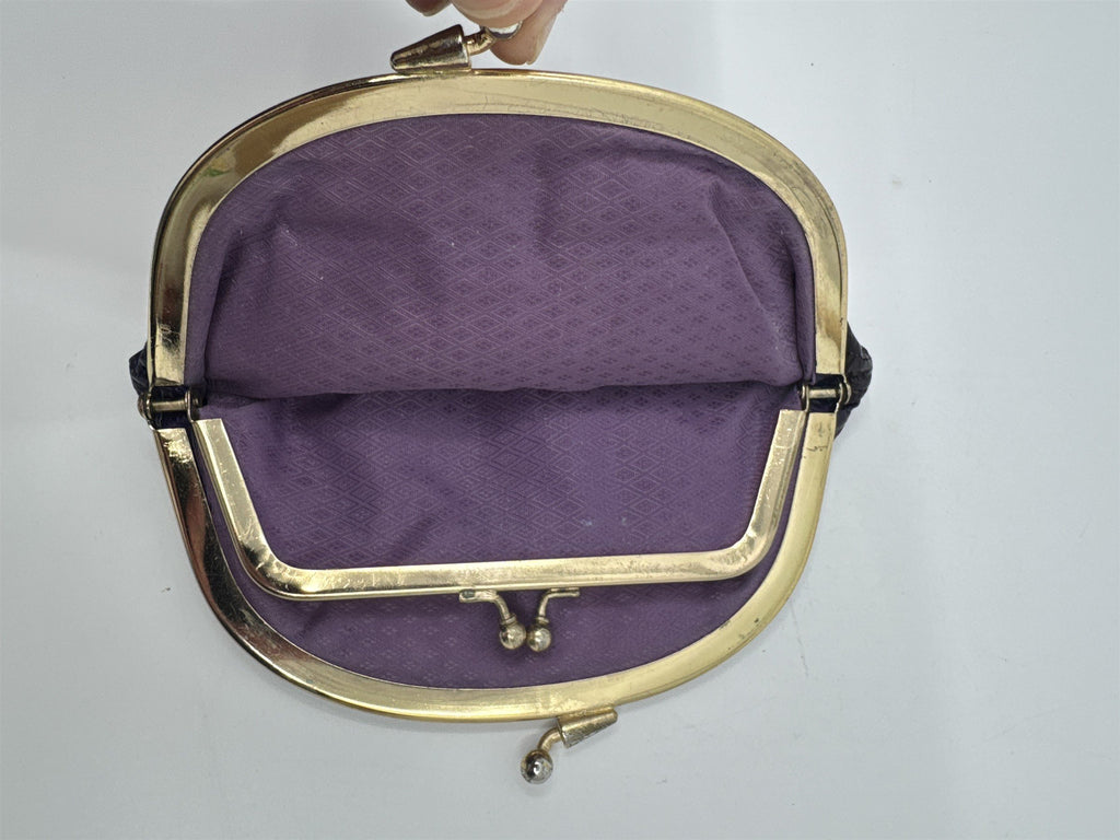 Vintage Purple Eel Skin Coin Purse/Wallet with Two Compartments