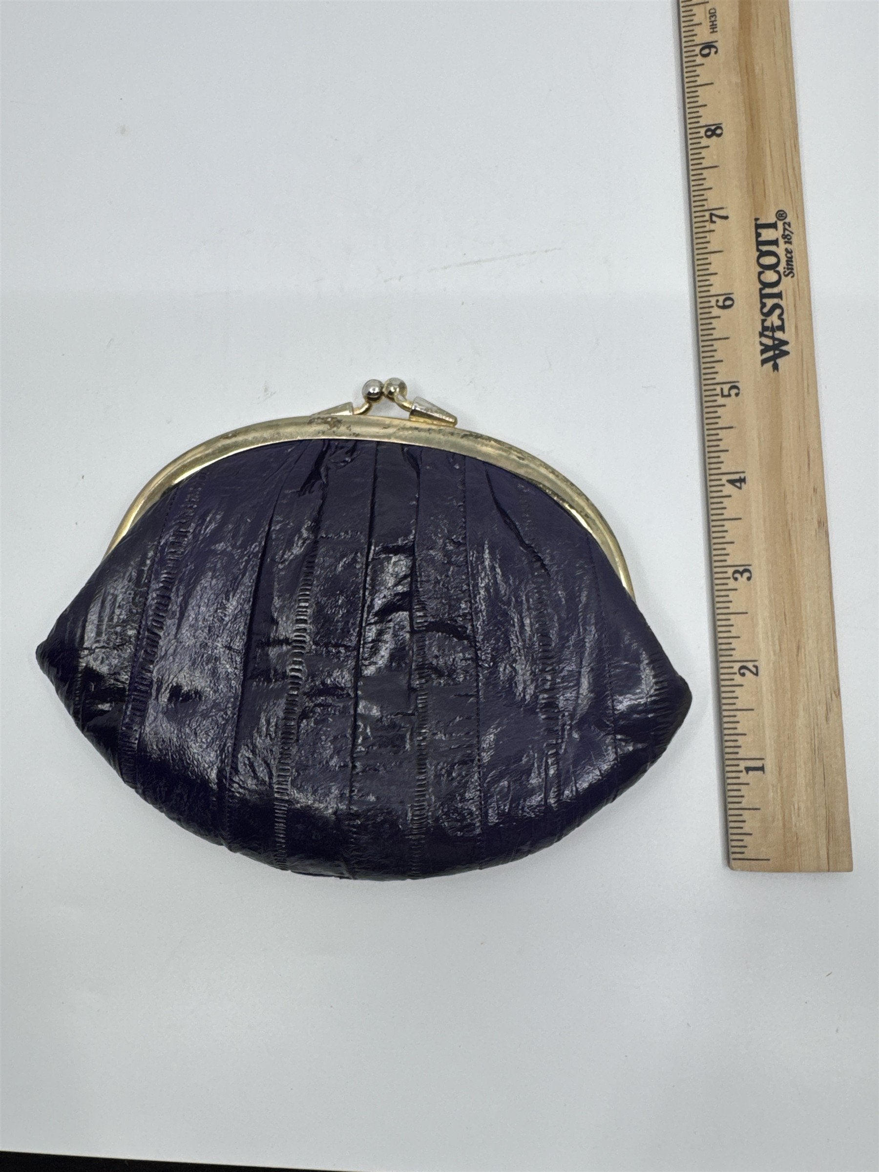Vintage Purple Eel Skin Coin Purse/Wallet with Two Compartments