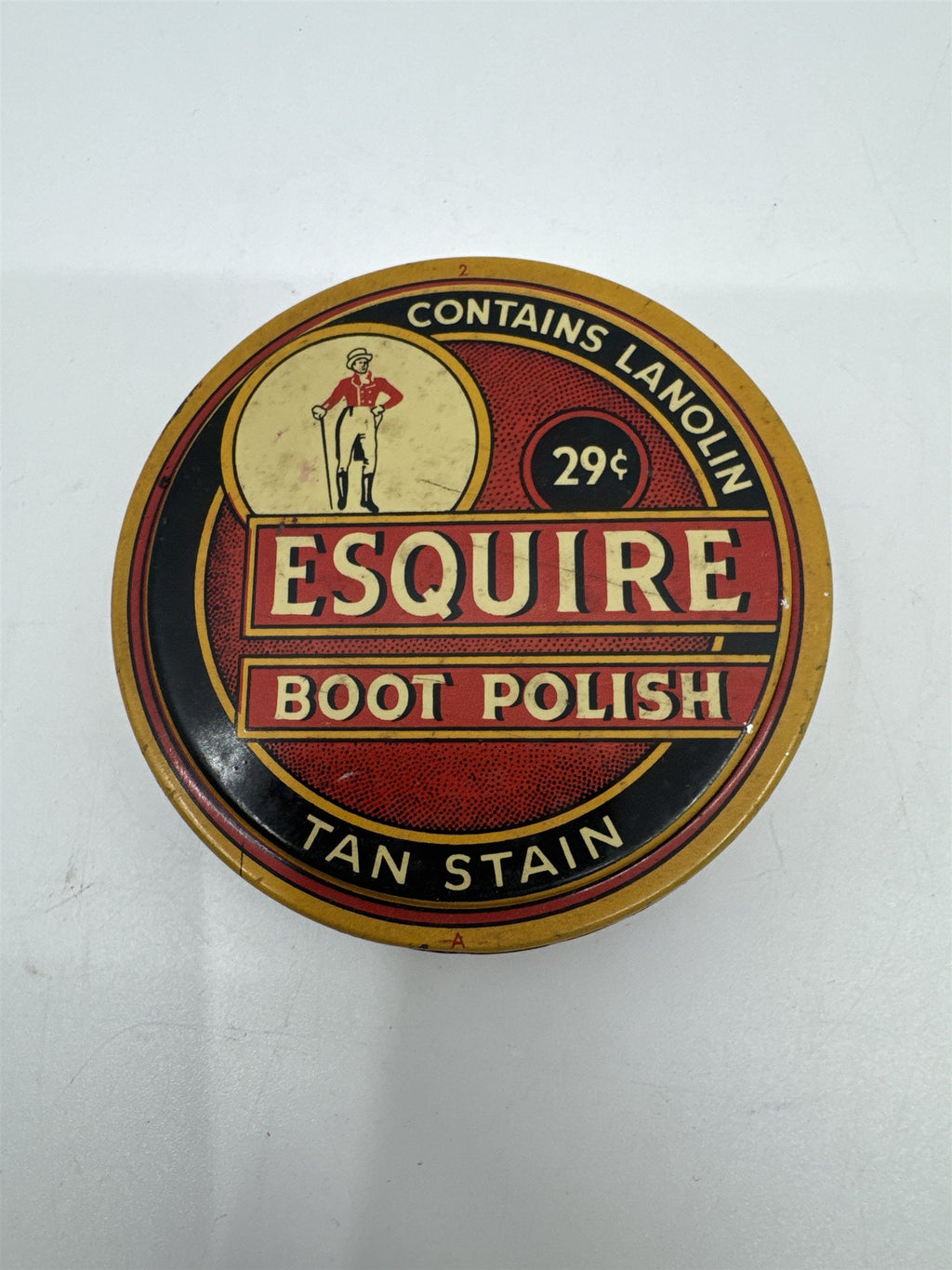 Vintage Esquire Boot Polish Tan Stain Advertising Tin Container Knomark Inc