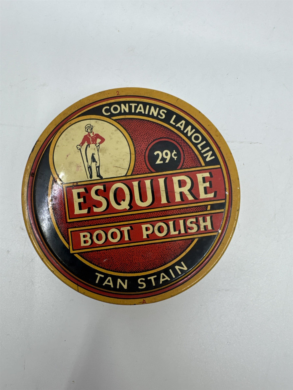 Vintage Esquire Boot Polish Tan Stain Advertising Tin Container Knomark Inc