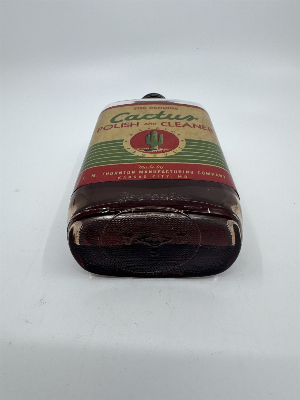 Vintage Genuine Cactus Polish and Cleaner 12 Oz Glass Bottle W/ Some Contents