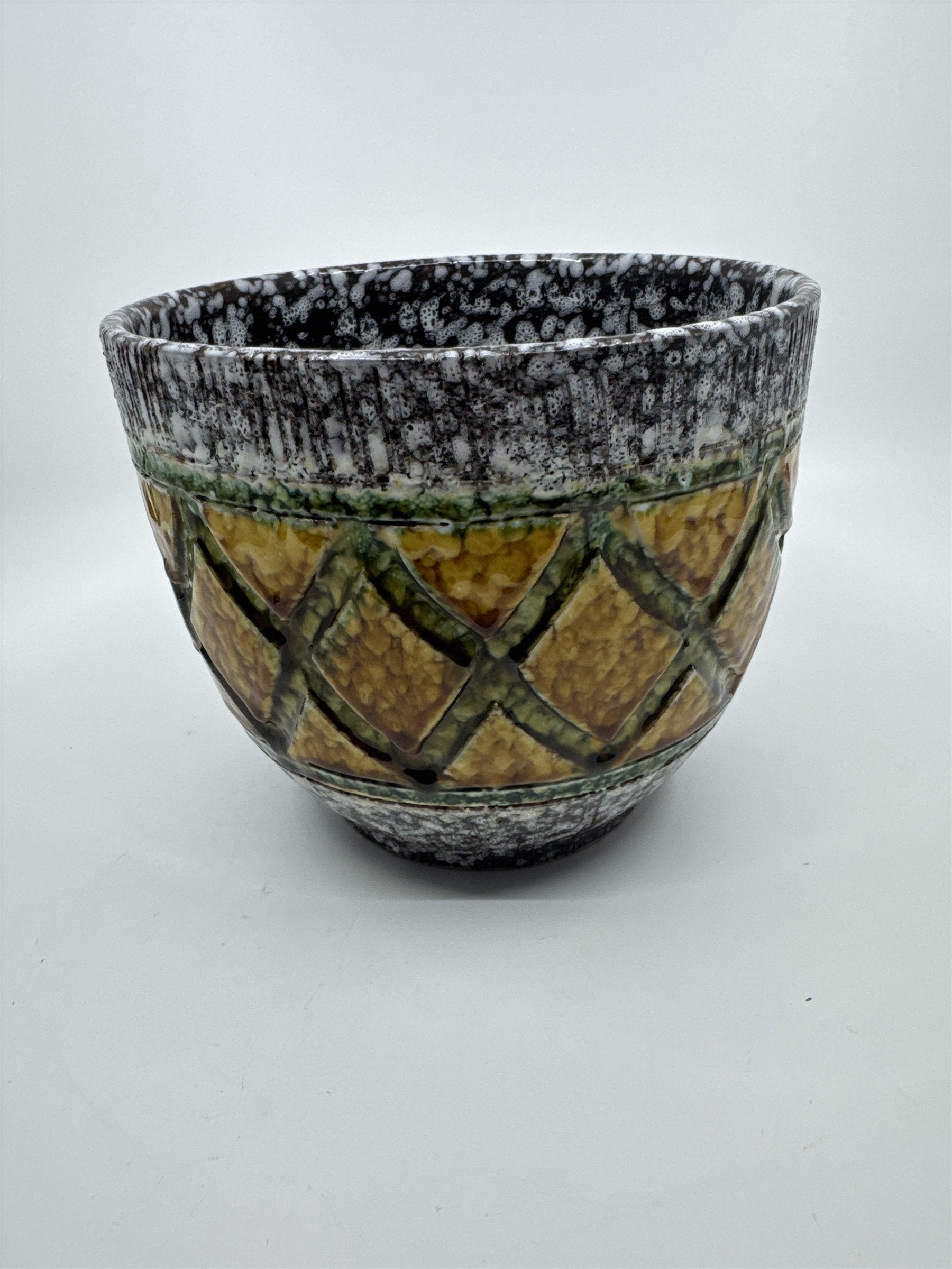 Pineapple Pattern Yellow, Green Speckled Planter/Pot Flower Pot Summer/Spring