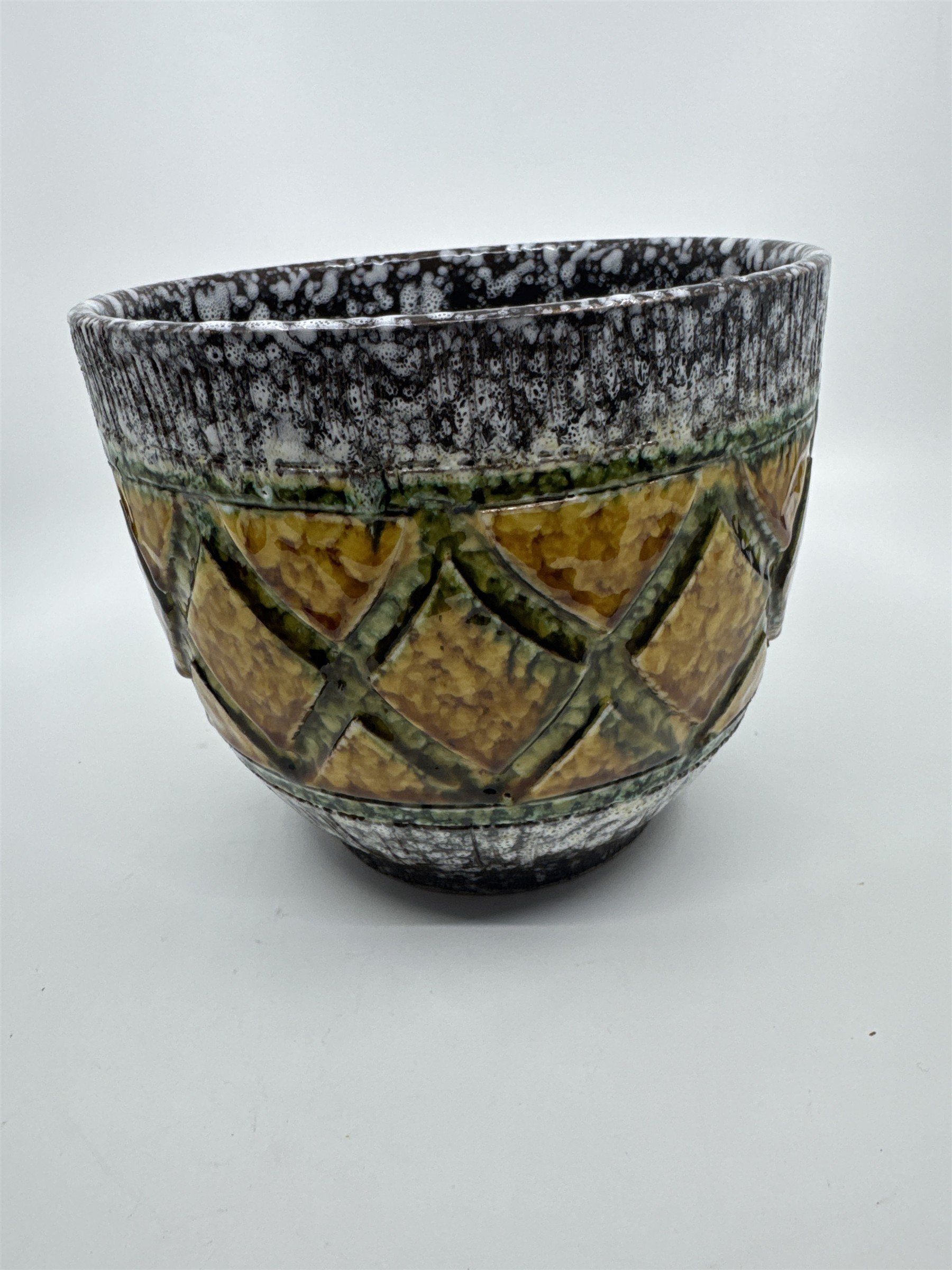 Pineapple Pattern Yellow, Green Speckled Planter/Pot Flower Pot Summer/Spring