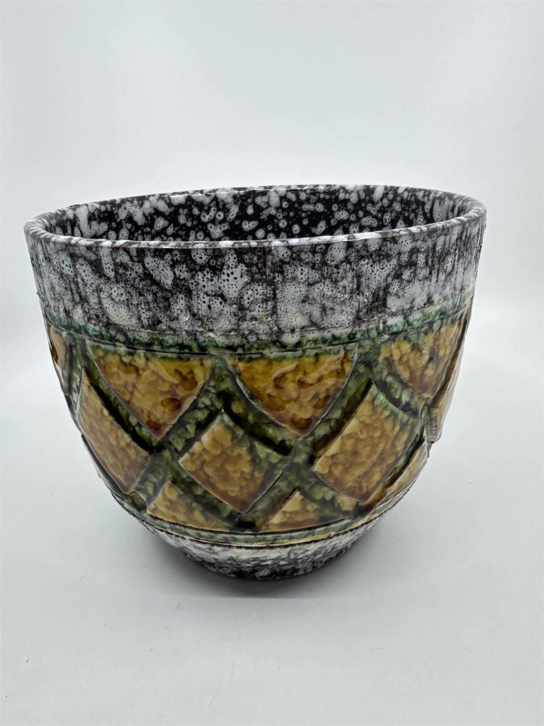 Pineapple Pattern Yellow, Green Speckled Planter/Pot Flower Pot Summer/Spring