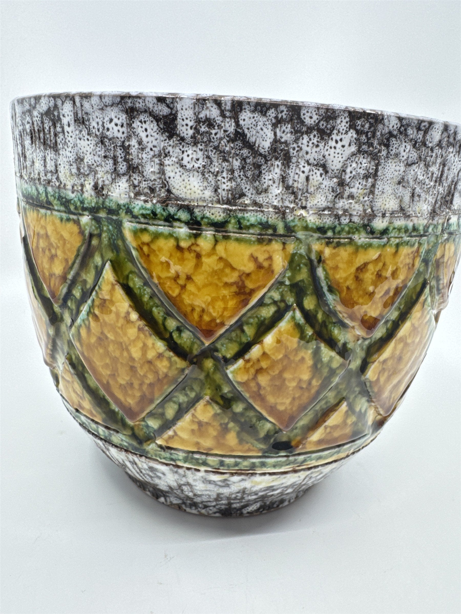 Pineapple Pattern Yellow, Green Speckled Planter/Pot Flower Pot Summer/Spring