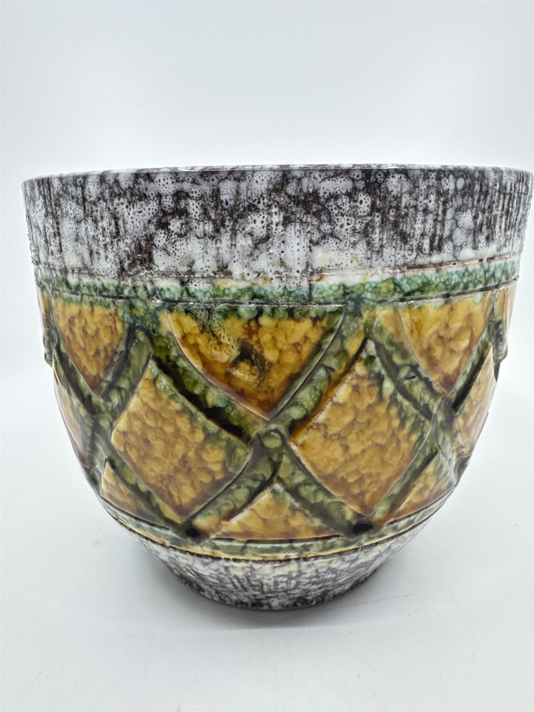 Pineapple Pattern Yellow, Green Speckled Planter/Pot Flower Pot Summer/Spring