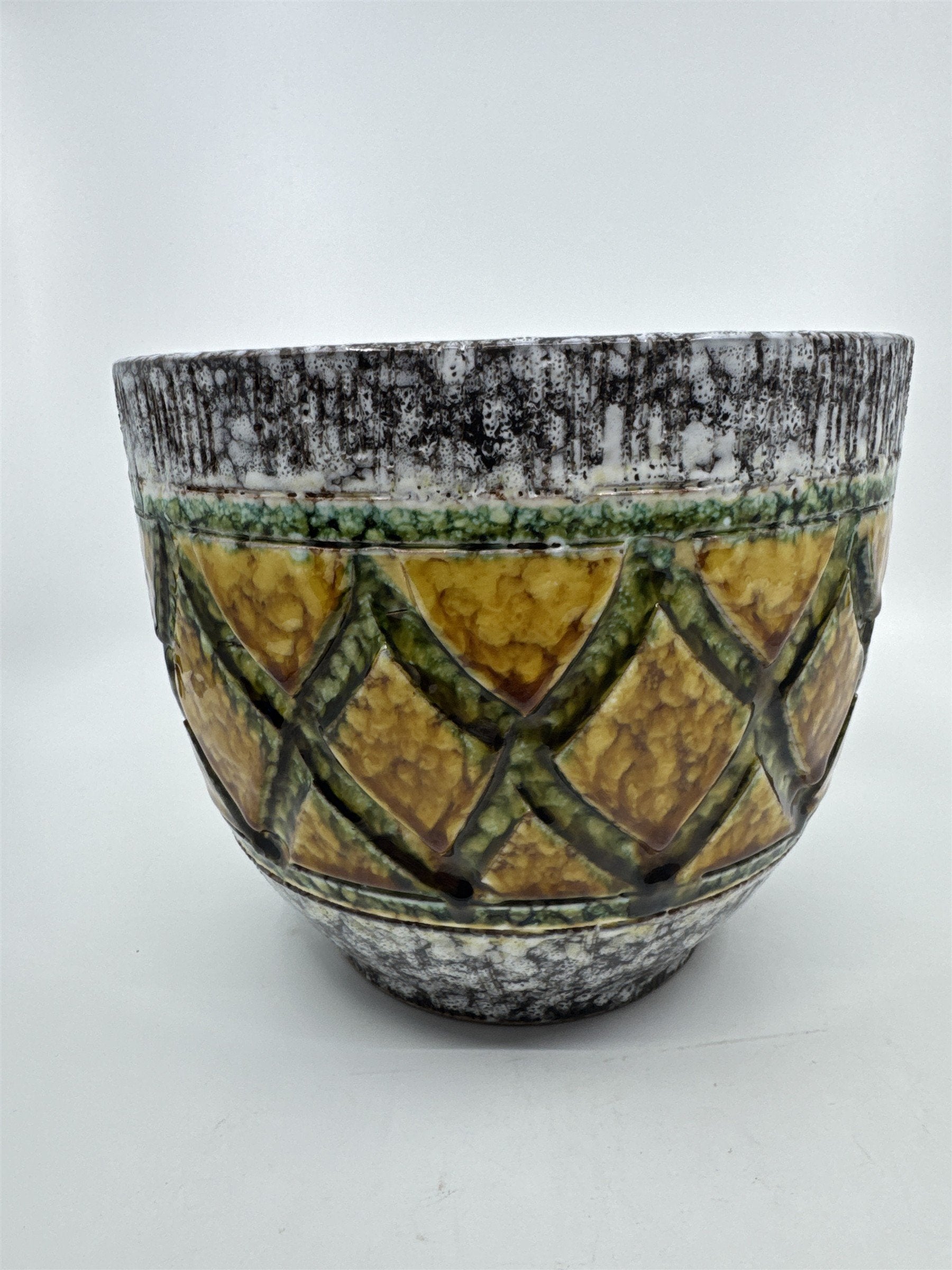 Pineapple Pattern Yellow, Green Speckled Planter/Pot Flower Pot Summer/Spring