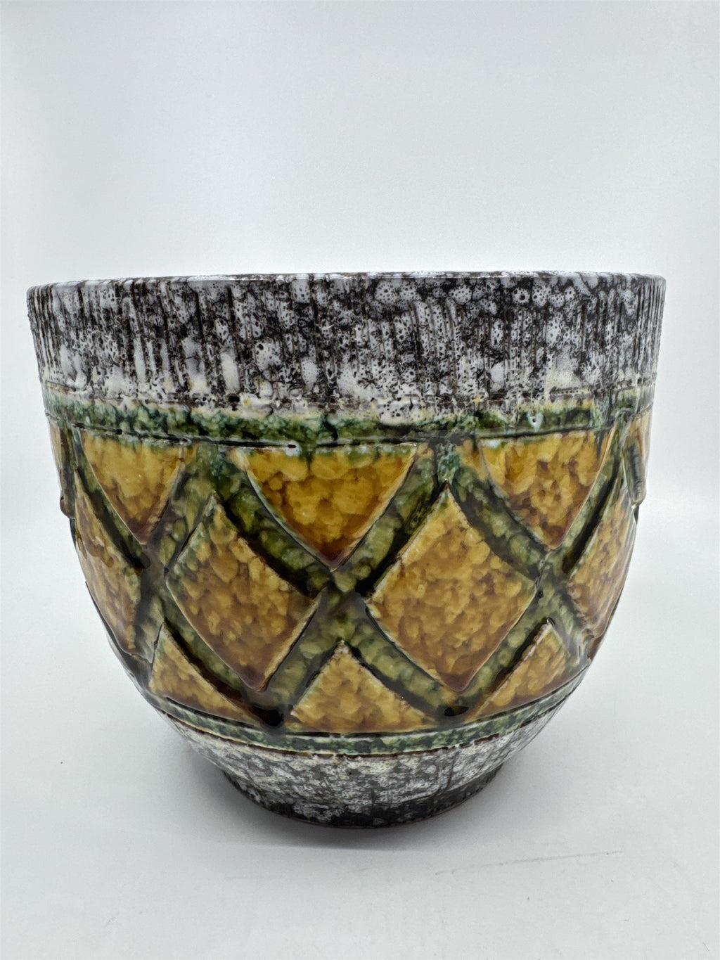 Pineapple Pattern Yellow, Green Speckled Planter/Pot Flower Pot Summer/Spring