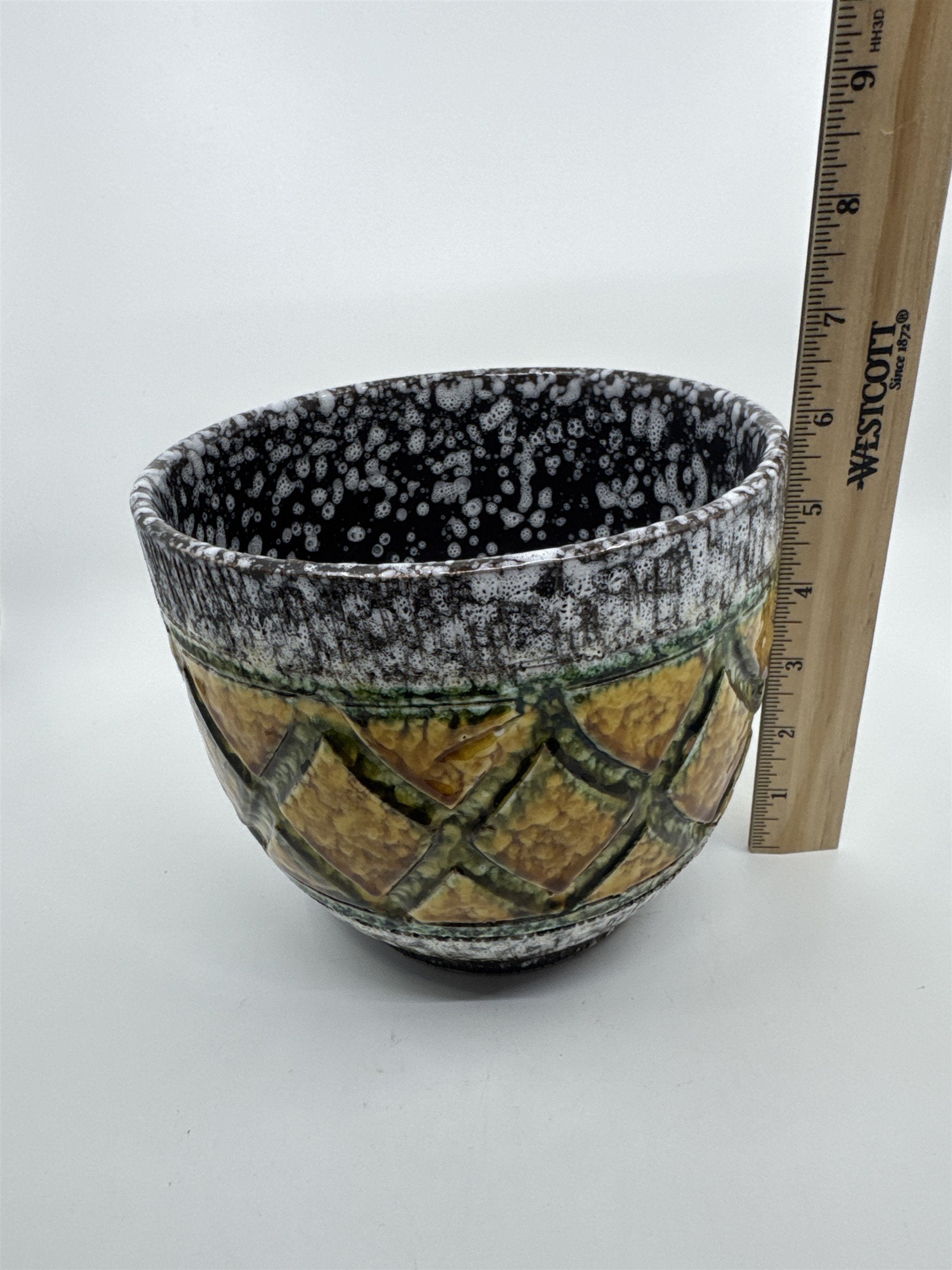 Pineapple Pattern Yellow, Green Speckled Planter/Pot Flower Pot Summer/Spring