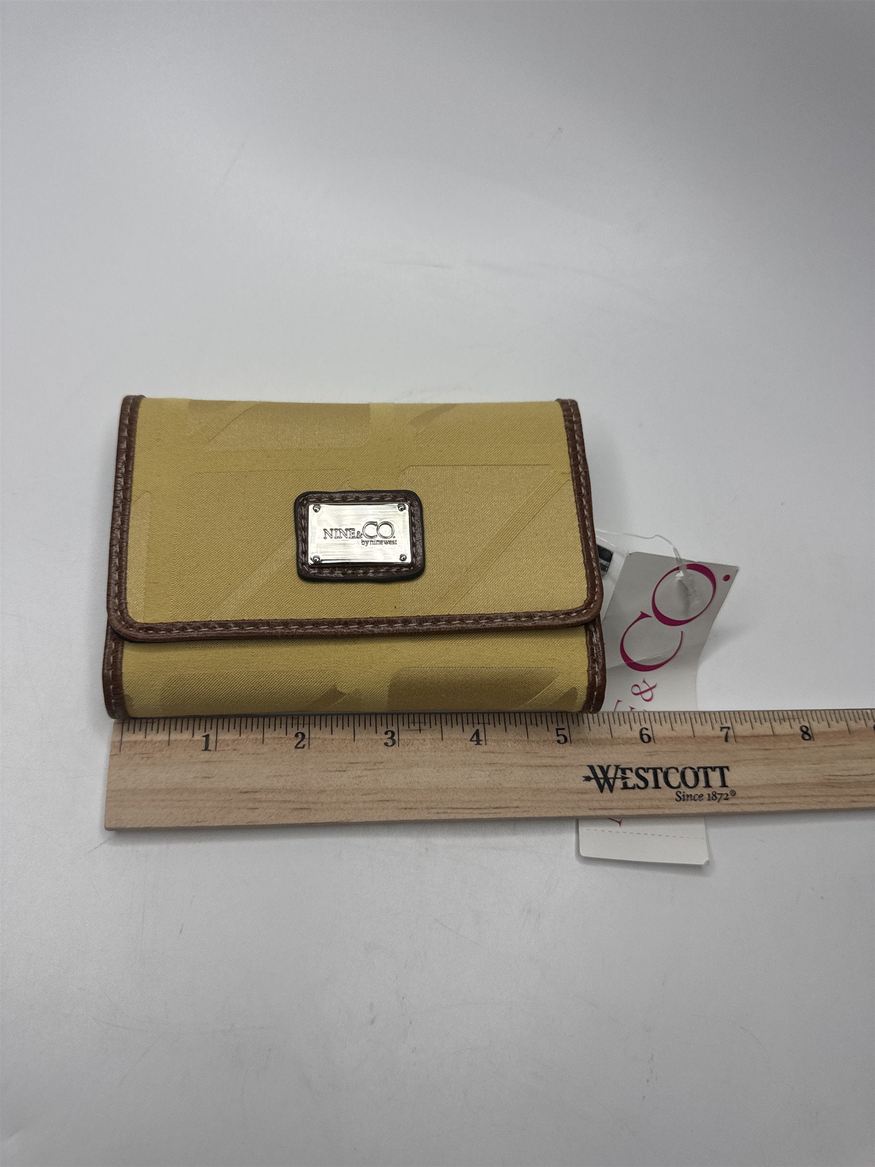 Nine West Nine & Co. Yellow Gold Tri-Fold Wallet Brown Outline