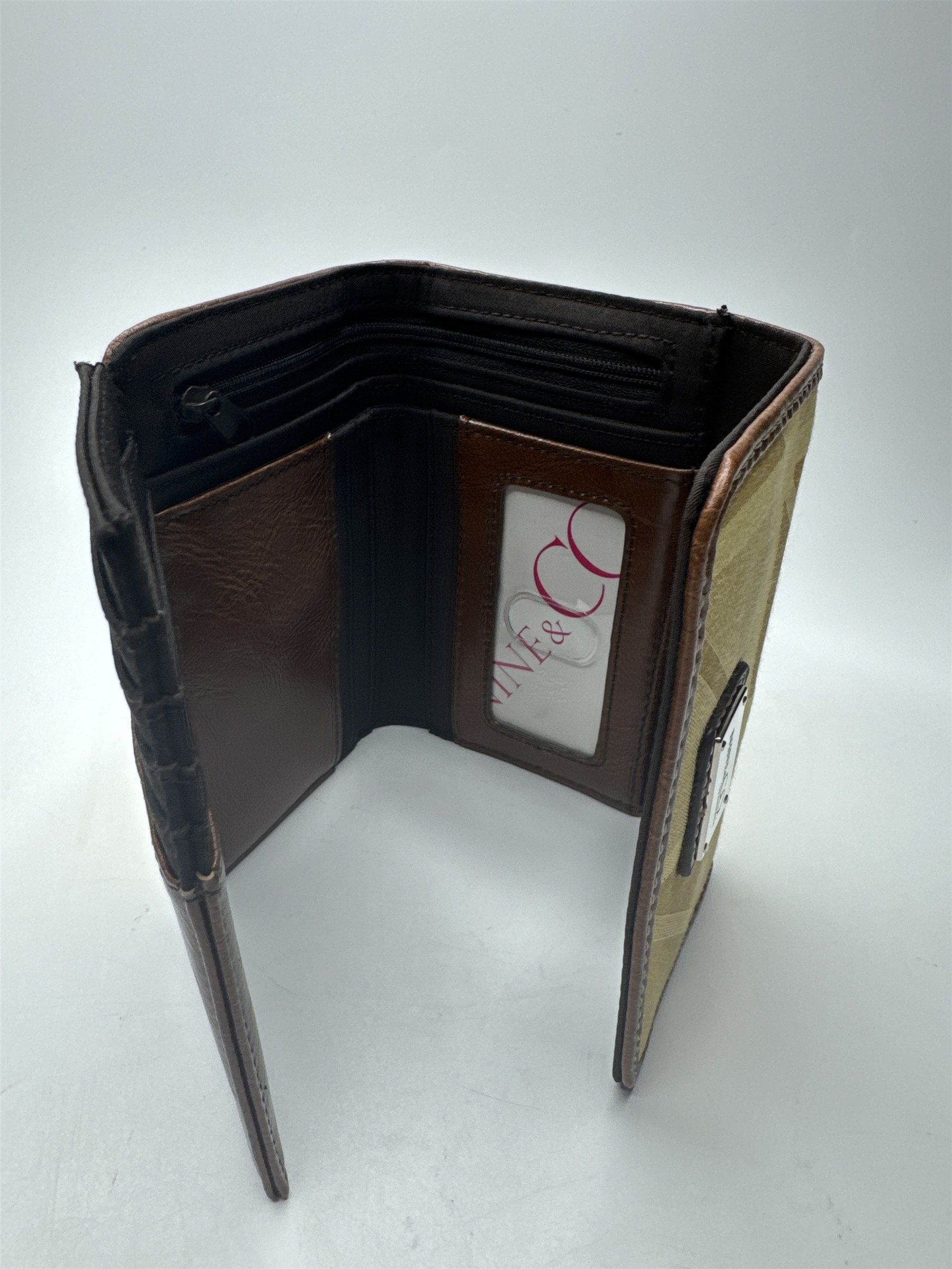 Nine West Nine & Co. Yellow Gold Tri-Fold Wallet Brown Outline
