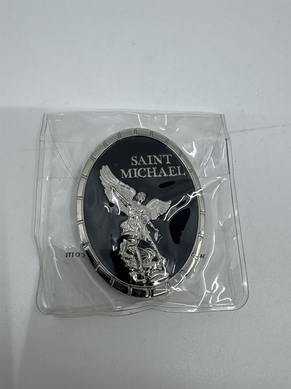 Saint Michael To Protect And Serve Black and Silver Challenge Coin in Plastic