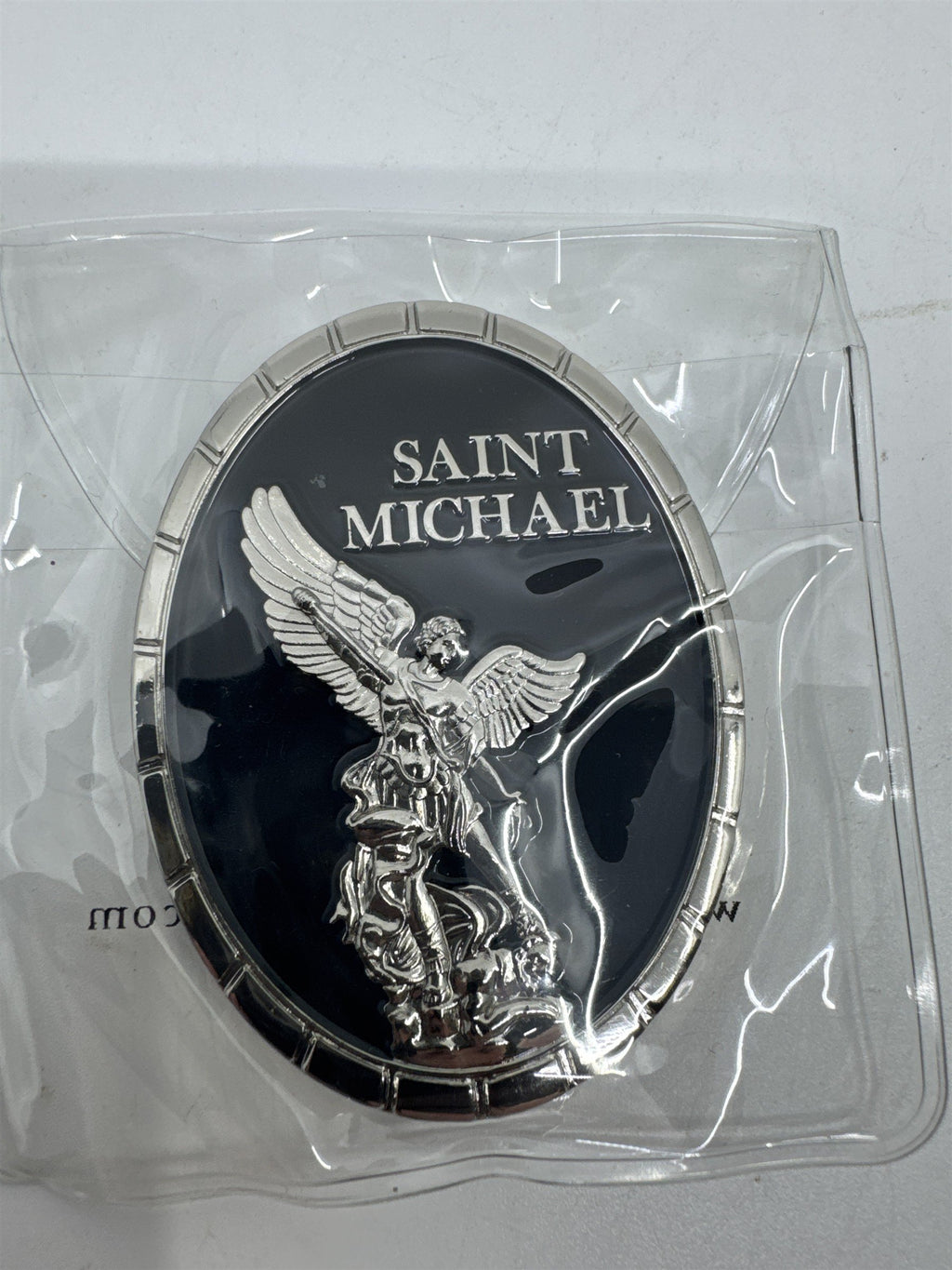 Saint Michael To Protect And Serve Black and Silver Challenge Coin in Plastic
