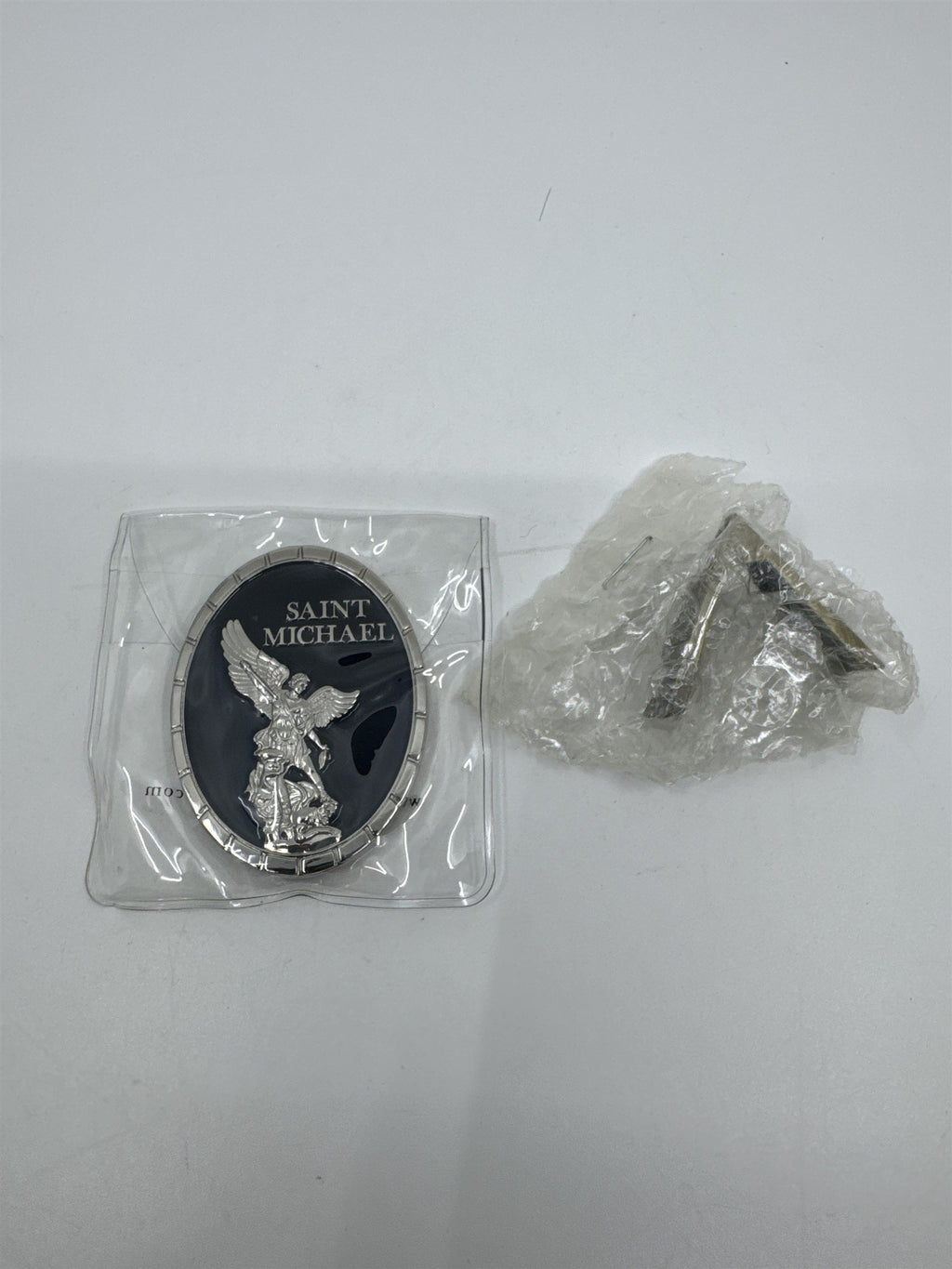 Saint Michael To Protect And Serve Black and Silver Challenge Coin in Plastic