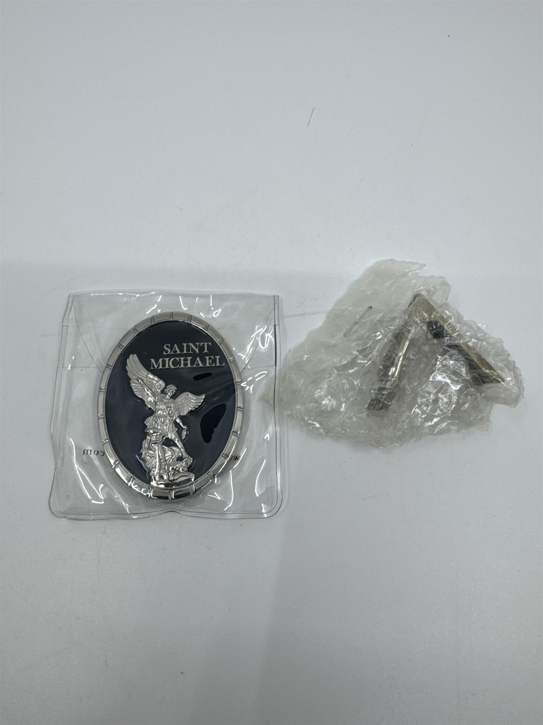 Saint Michael To Protect And Serve Black and Silver Challenge Coin in Plastic
