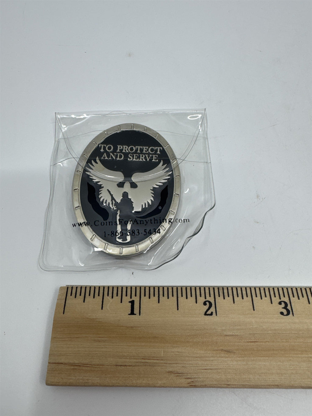 Saint Michael To Protect And Serve Black and Silver Challenge Coin in Plastic