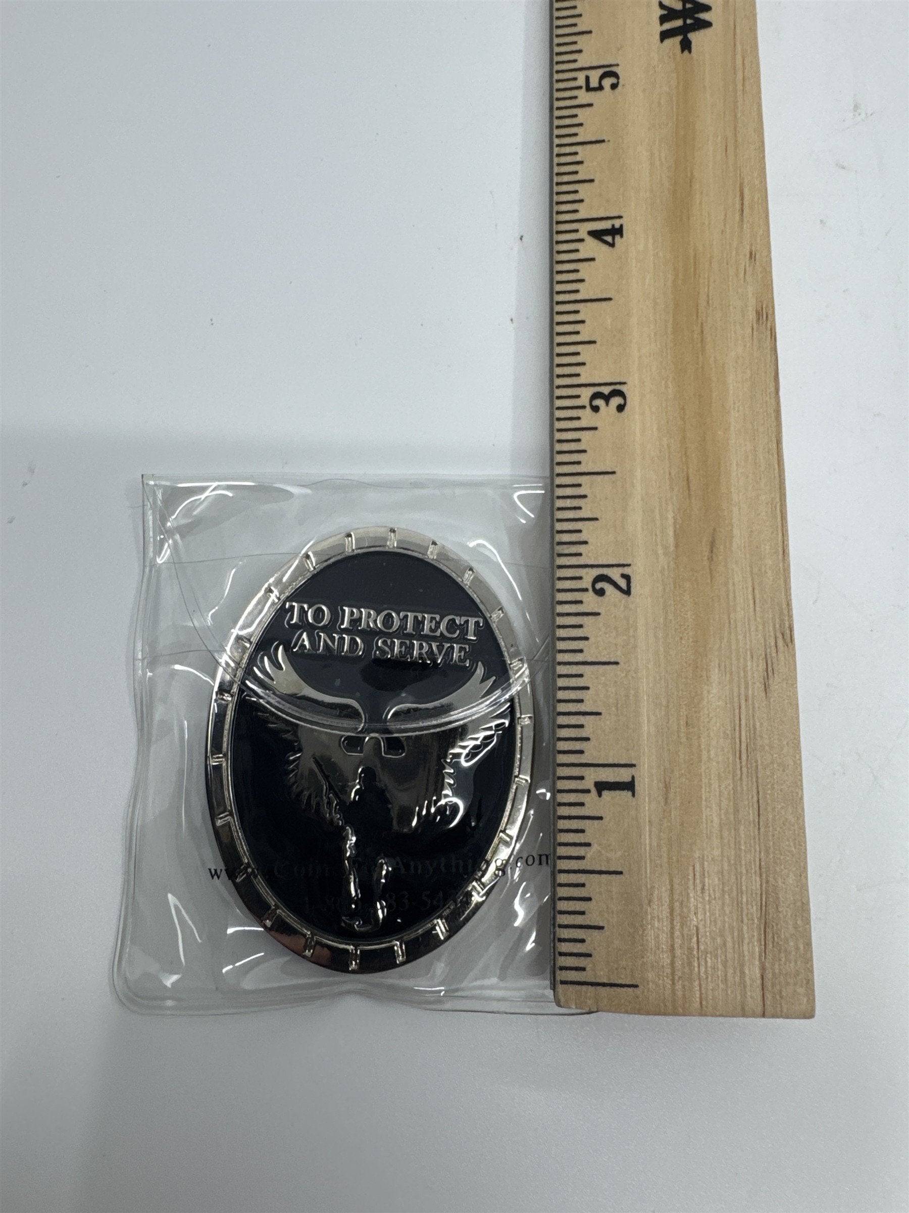 Saint Michael To Protect And Serve Black and Silver Challenge Coin in Plastic
